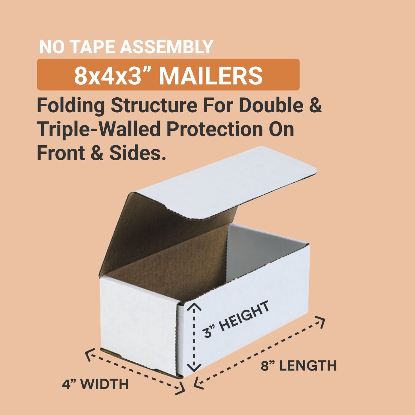 AVIDITI Shipping Boxes Small 8"L x 4"W x 3"H, 50-Pack | Corrugated Cardboard Box for Packing, Moving and Storage