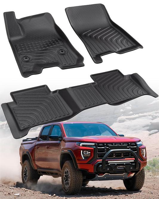 CreekT® for Chevy Colorado & for GMC Canyon Floor Mats 2023-2025 2026, for Chevy Colorado ZR2 Z71 & for GMC Canyon AT4 All Weather Trunk Mats Waterproof Rubber Carpet Accessories 2026 2025 2024 2023