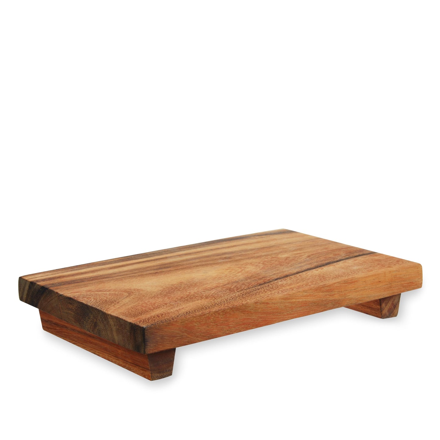 Twine Footed Wood Serving Board Decorative Tray Decor, Kitchen Table Decor or Kitchen Counter Decor, Acacia Wood Riser 13in by 8in Set of 1