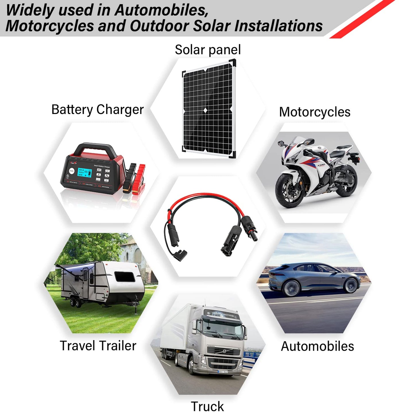 MOOKEERF Solar Panel to SAE Adapter Cable - 20FT 10AWG Solar Extension Cable for RV Solar Panel Caravan Battery Charger Kit with SAE Polarity Reverse Adapter
