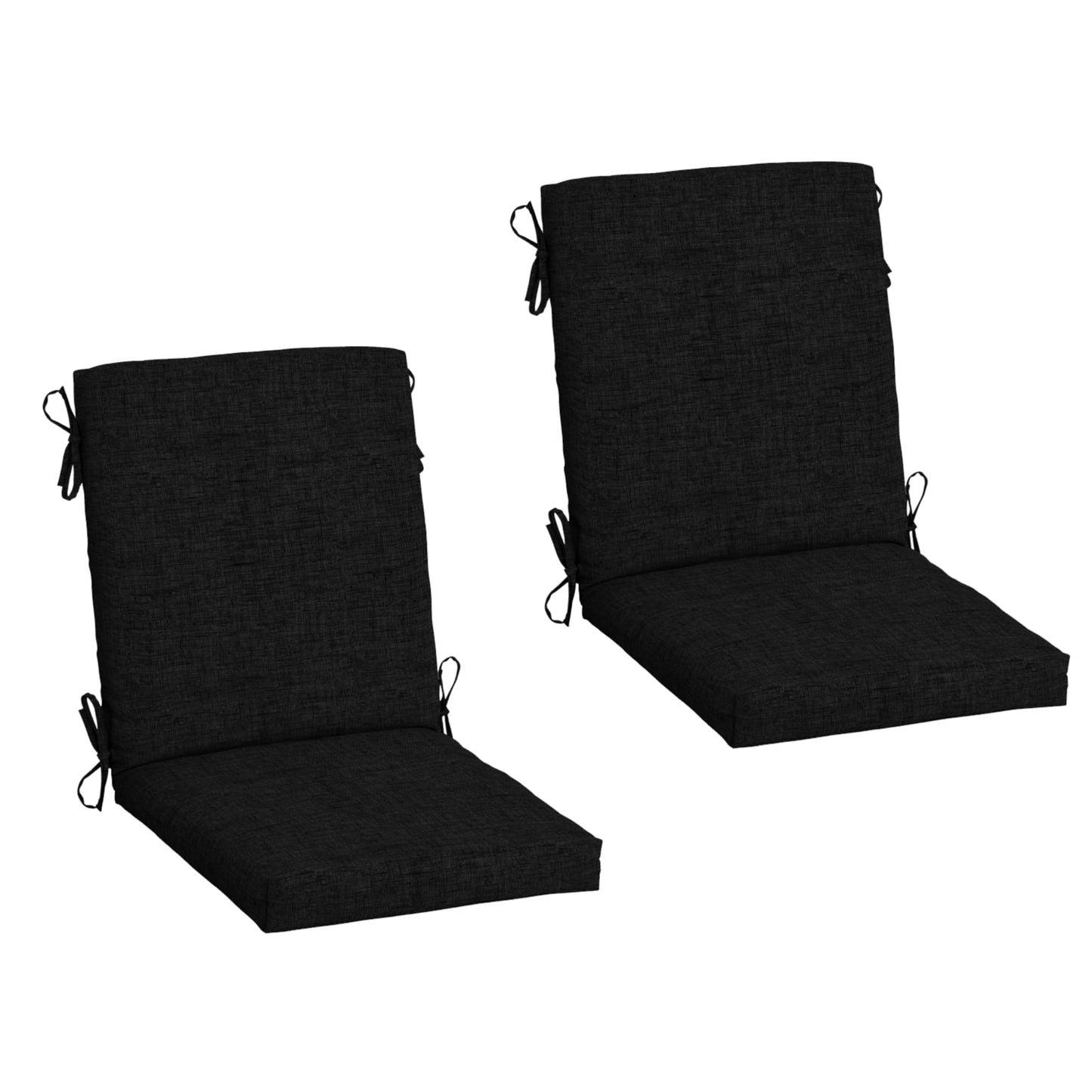 Arden 2-Pack Outdoor Patio Dining Chair Cushion, 20x44, Rain-Proof Seat Pad, Fade-Resistant Outdoor Cushion Black Leala