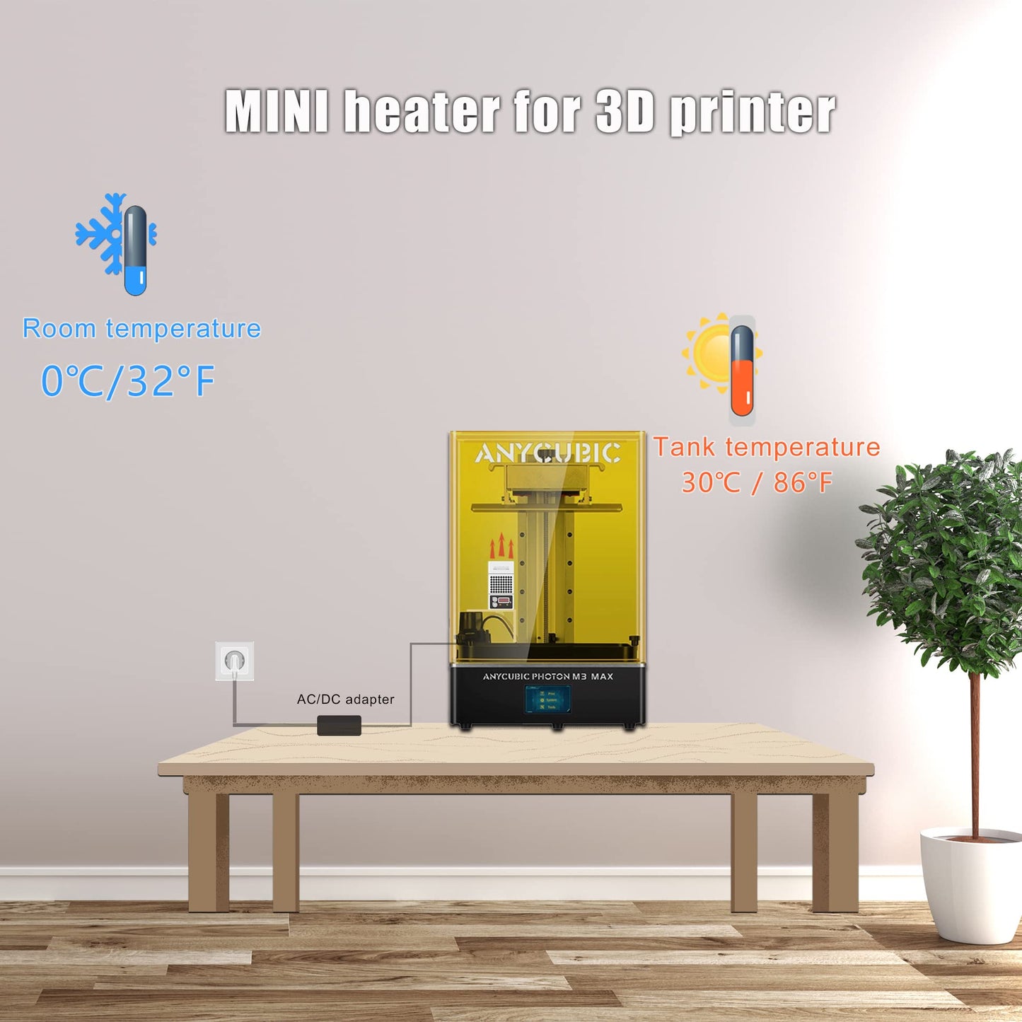 Youyoute Mini Heater for 3D Printer, Resin 3D Printer Temperature Controller Heating Thermostat Temp Control for LCD DLP 3D Printers