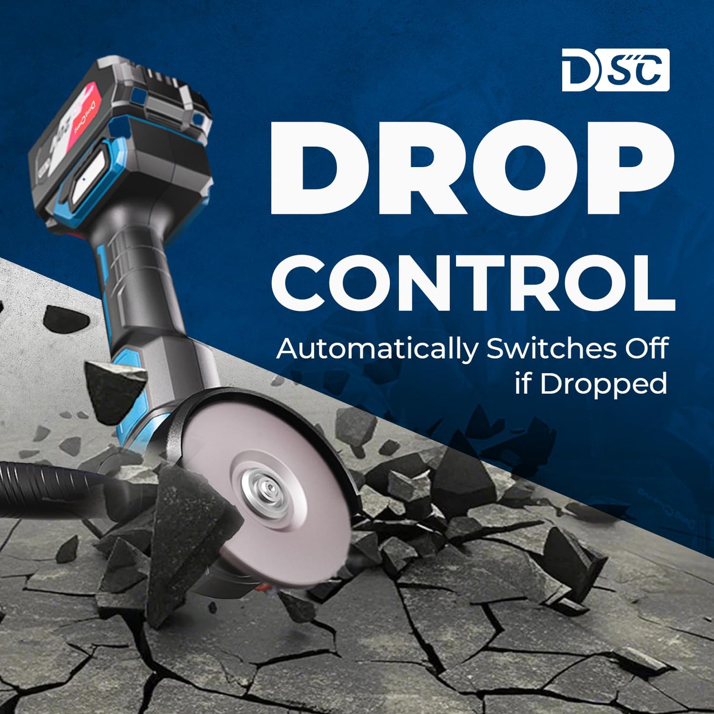 Dong Cheng Cordless Angle Grinder 20V 4-1/2 inch, 9000RPM with Variable Speed, Slide Switch, DSC Protection for Cutting, Grinding, Polishing, Included 6 Discs & 4.0Ah Battery Charger Kit
