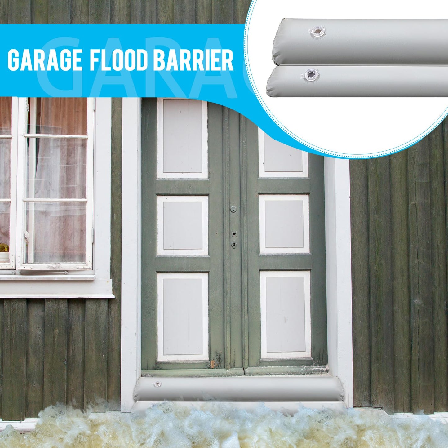 Frienda 6 Pcs PVC Flood Barriers for Home 4 ft x 9 in x 6 in Reusable Flood Prevention Barriers Water Barrier for Flooding PVC Flood Bags Sandbag Alternative PVC Water Diversion Tubes