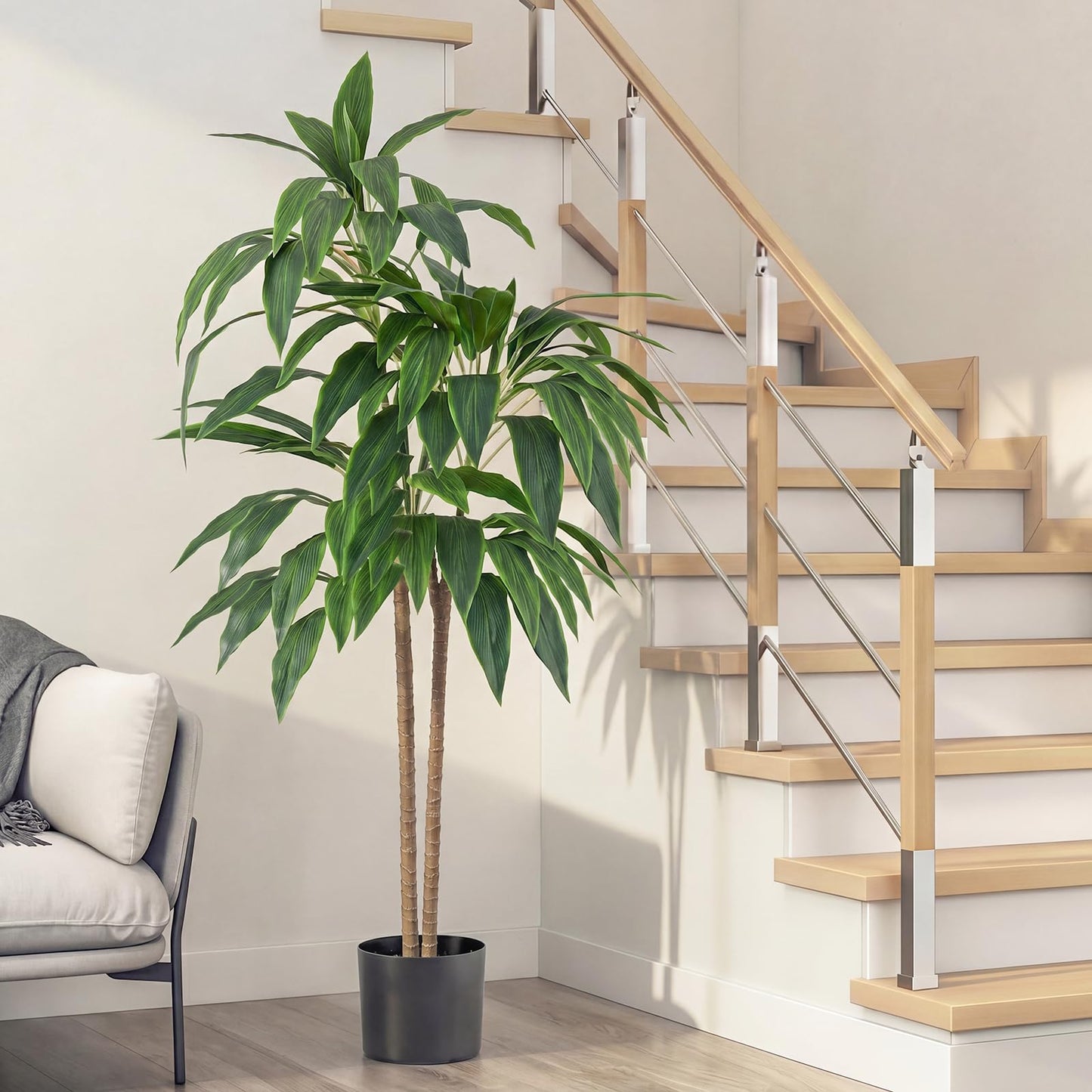DUMOS 51in Artificial Dracaena Tree, 4FT Lifelike Faux Indoor Floor Plant with Bendable Leaves, Potted Tall Fake Plant for Living Room, Bedroom, Office Corner Decor