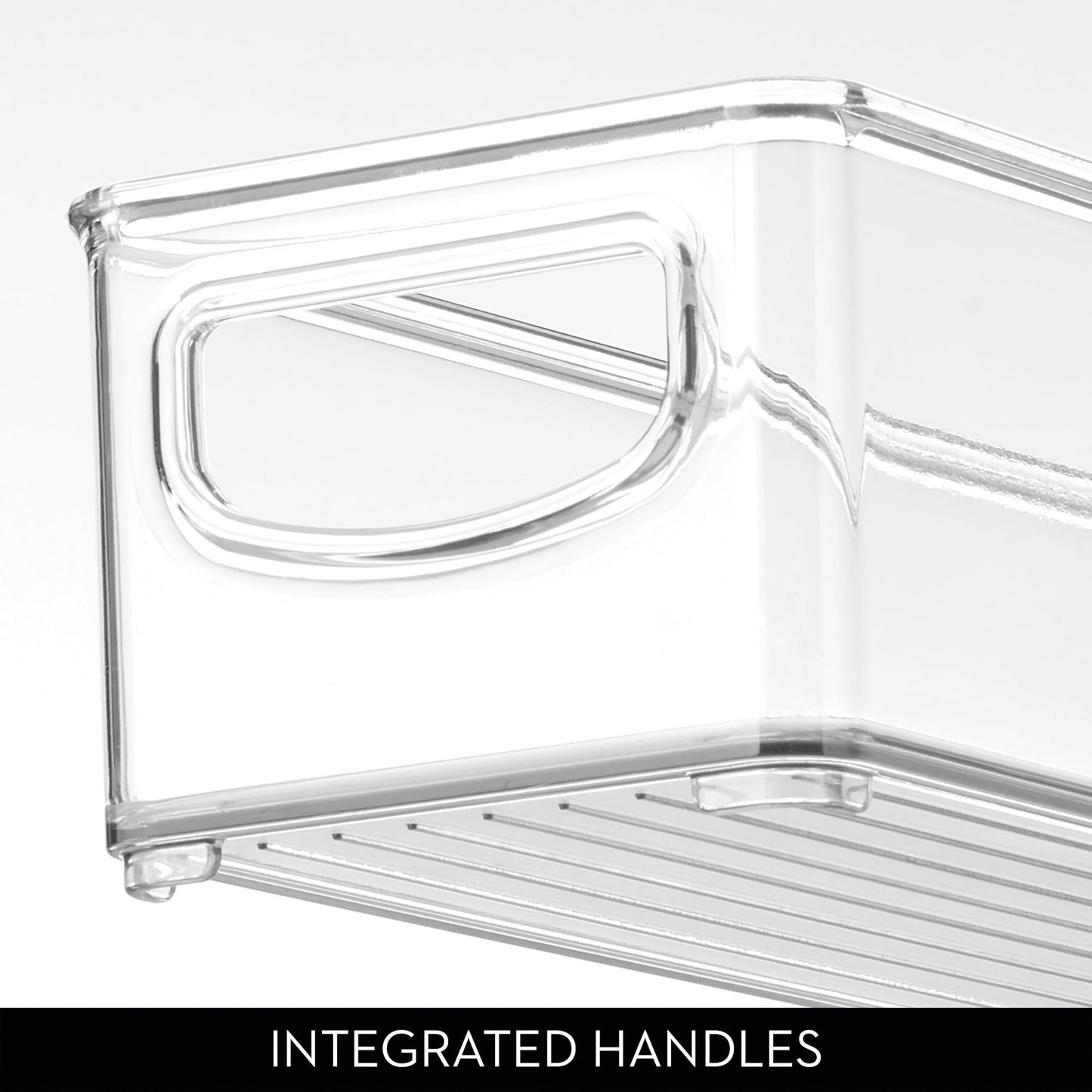 iDesign Slim Clear Plastic Storage Bin, Extra Long Narrow Stackable Organizer for Kitchen and Pantry, 4-Pack