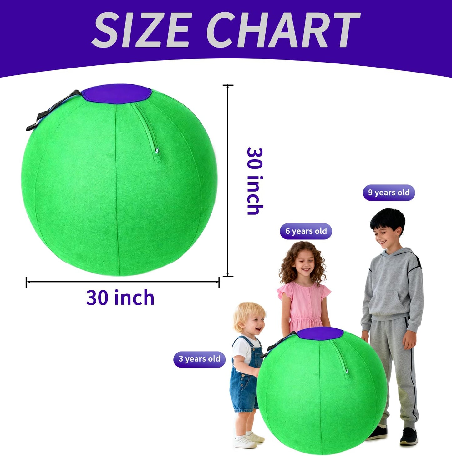 Styvvxam 30 Inch Giant Foldable Dodgeball - Durable Oxford Cloth, Easy Storage, Ideal for Outdoor Fun & Party Games (Green)