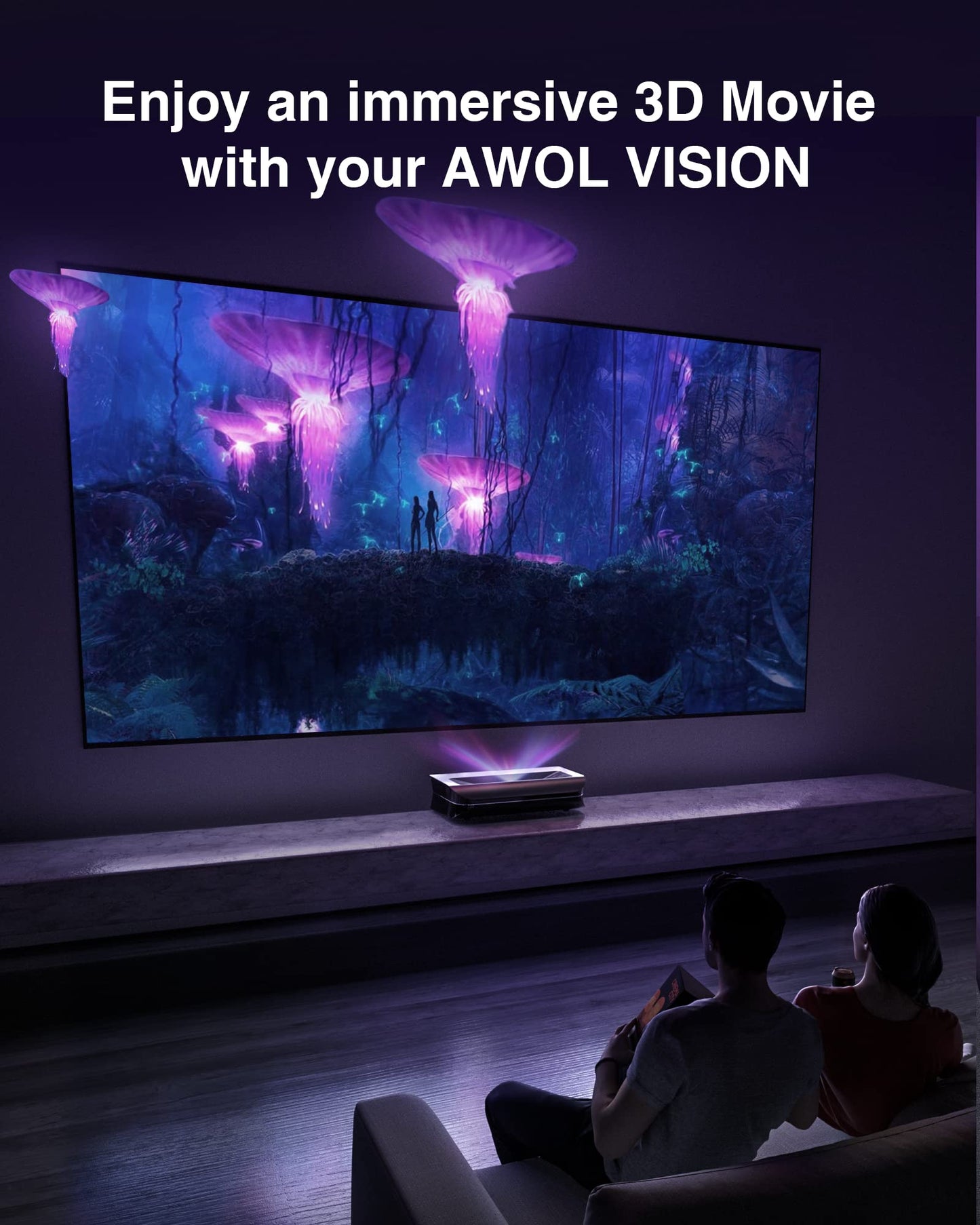AWOL VISION DLP Link 3D Glasses, Rechargeable Active Shutter Eyewear compatiable with AWOL VISION LTV-3000 Pro and LTV-3500 Pro, Vanish TV & Other DLP-Link 3D projectors (2 Packs)