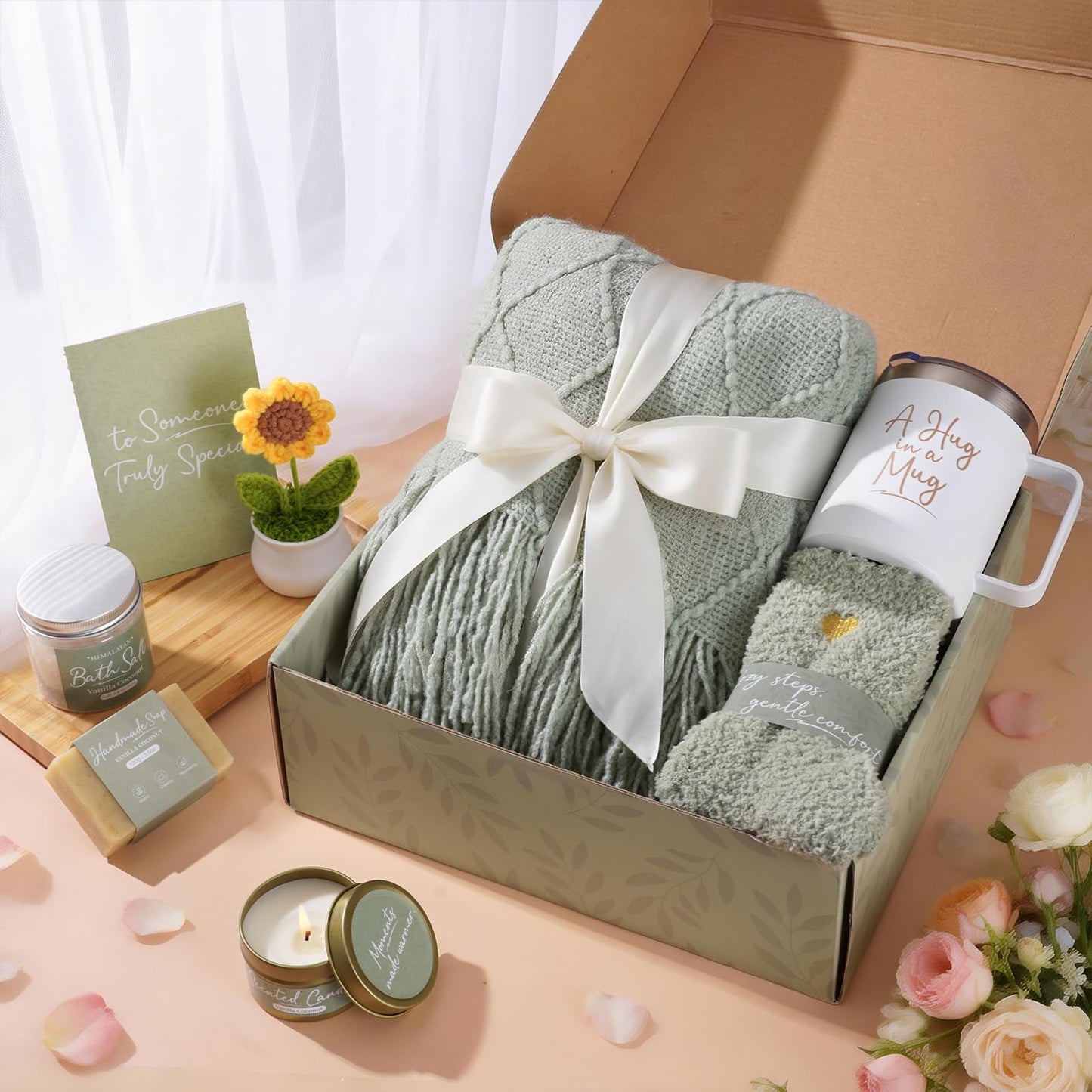 Get Well Gifts for Women After Surgery, Sending Sunshine Gift Baskets for Mom Women Her Best Friend Wife Daughter Birthday Gifts Self Care Kit, Get Well Soon Spa Basket Care Package