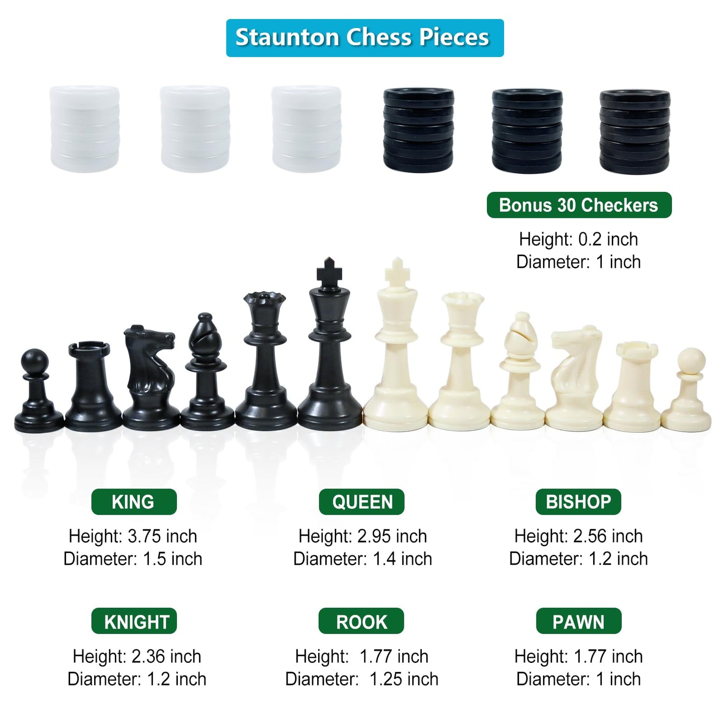 Travel Chess Set 20'' Silicone Chess Board-3.75'' King Height Plastic Piece, Extra Queens & Storage Bag, 2 in 1 Portable Chess & Checker Board Games for Teens and Adults