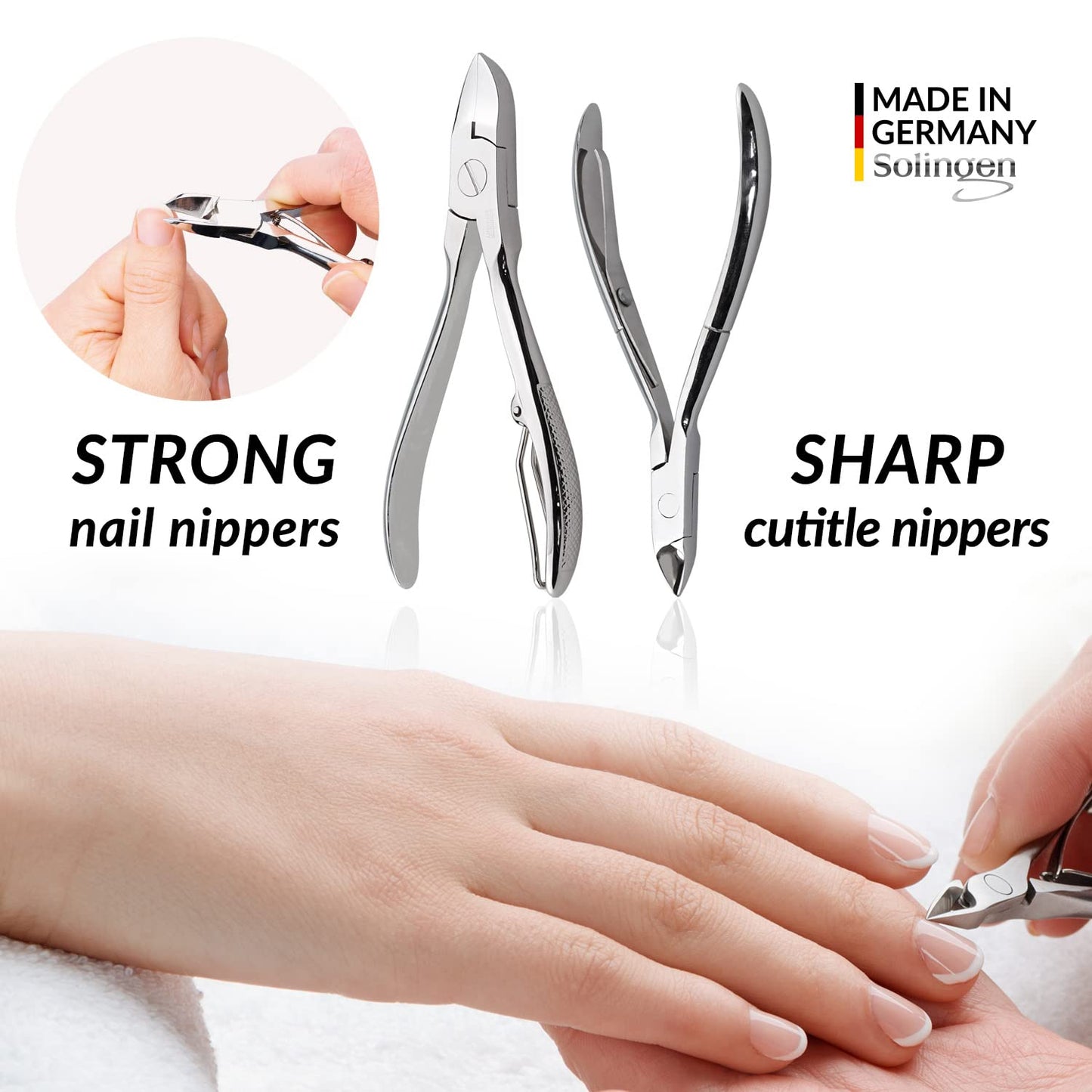 marQus Nail Kit for Men and Women - Manicure Set 12 pcs - German Made Nail Kit - Grooming Set - Black Nappa Leather Case with exclusive Glass Nail File - Manicure Set made in Germany