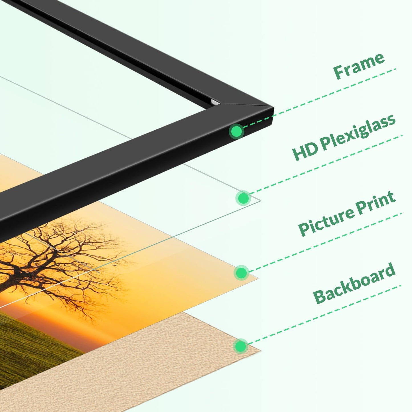 Veleclo 22.375x34 Picture Frame for Wall Display, 22.375x34 Black Picture Frame with Shatter Resistant Plexiglass, Stable and Sturdy 22.375 x 34 Poster Frame for Wall Display, Gift Collection, 1 Pack