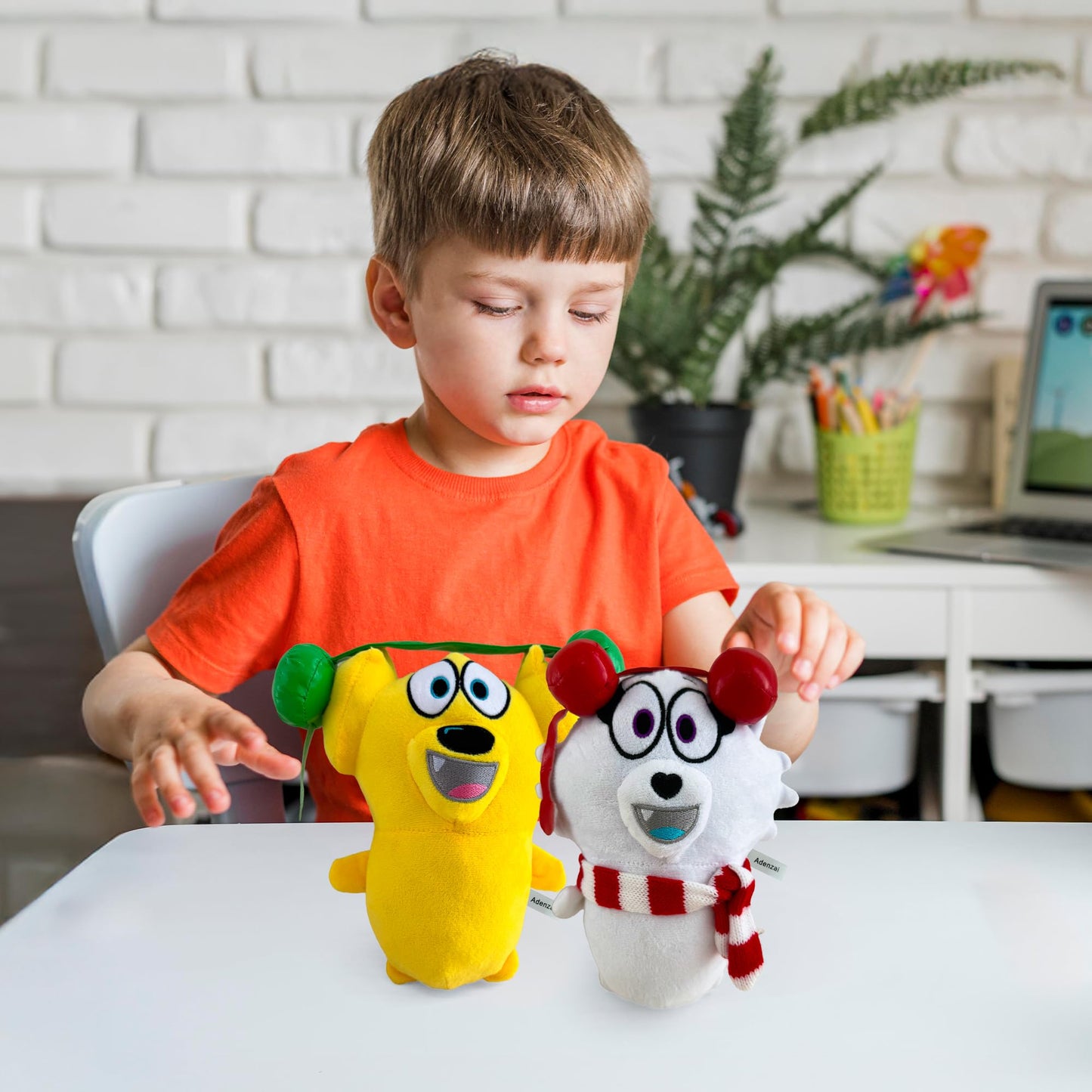 Adenzai Tyler and Snowi Snuggle Bundle Plush Set – Soft Stuffed Animal Plushies, Tyler and Snowi Plush Toy, Cute Cuddly Character Plush Gift Set for Kids and Fans