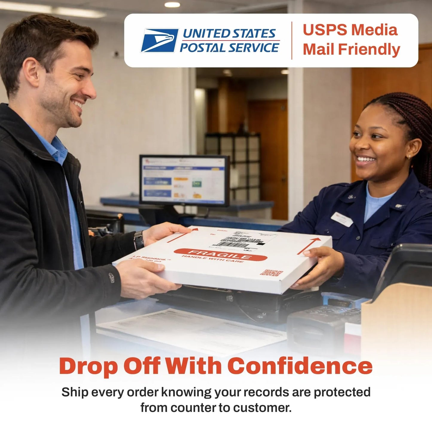 LP Standard (25 Pack) Heavy Duty Vinyl Record Mailers | For 12.5" X 12.5" x 1" Records | 3x Cardboard Thickness, Protective Warning Icons, and Professional Look | Durable Viny Records Shipping Boxes