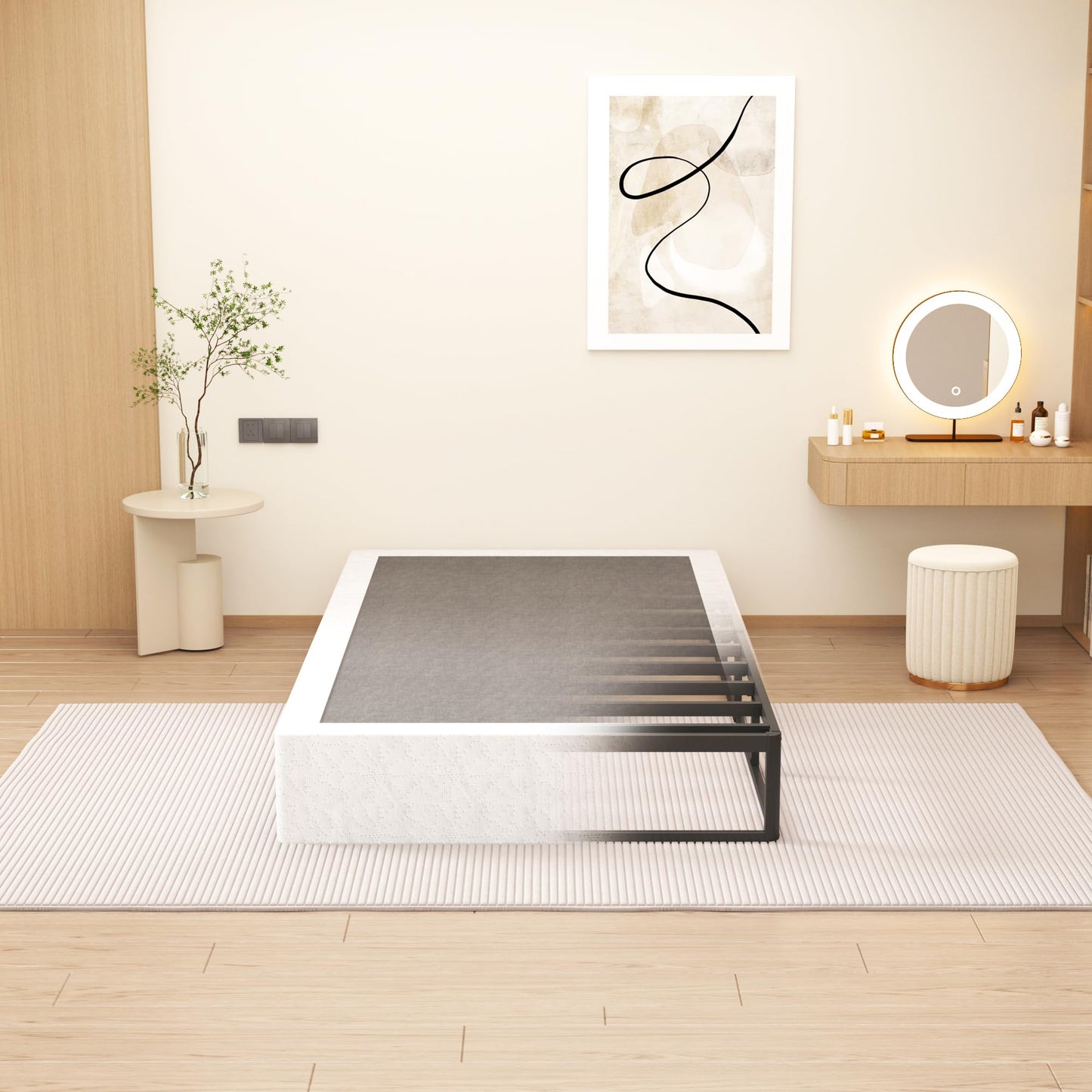 NHODIR Twin Box Spring 9 Inch Heavy Duty Box Spring Mattress Foundation, Metal Bed Base with Fabric Cover, Noise Free Easy Assembly