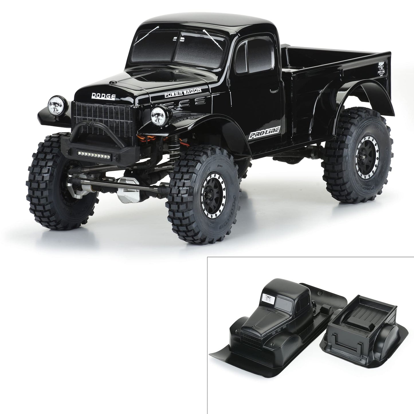 Pro-line Racing 1946 Dodge Power Wagon Black 12.3 WB Crawlers PRO349918 Car/Truck Bodies Wings & Decals