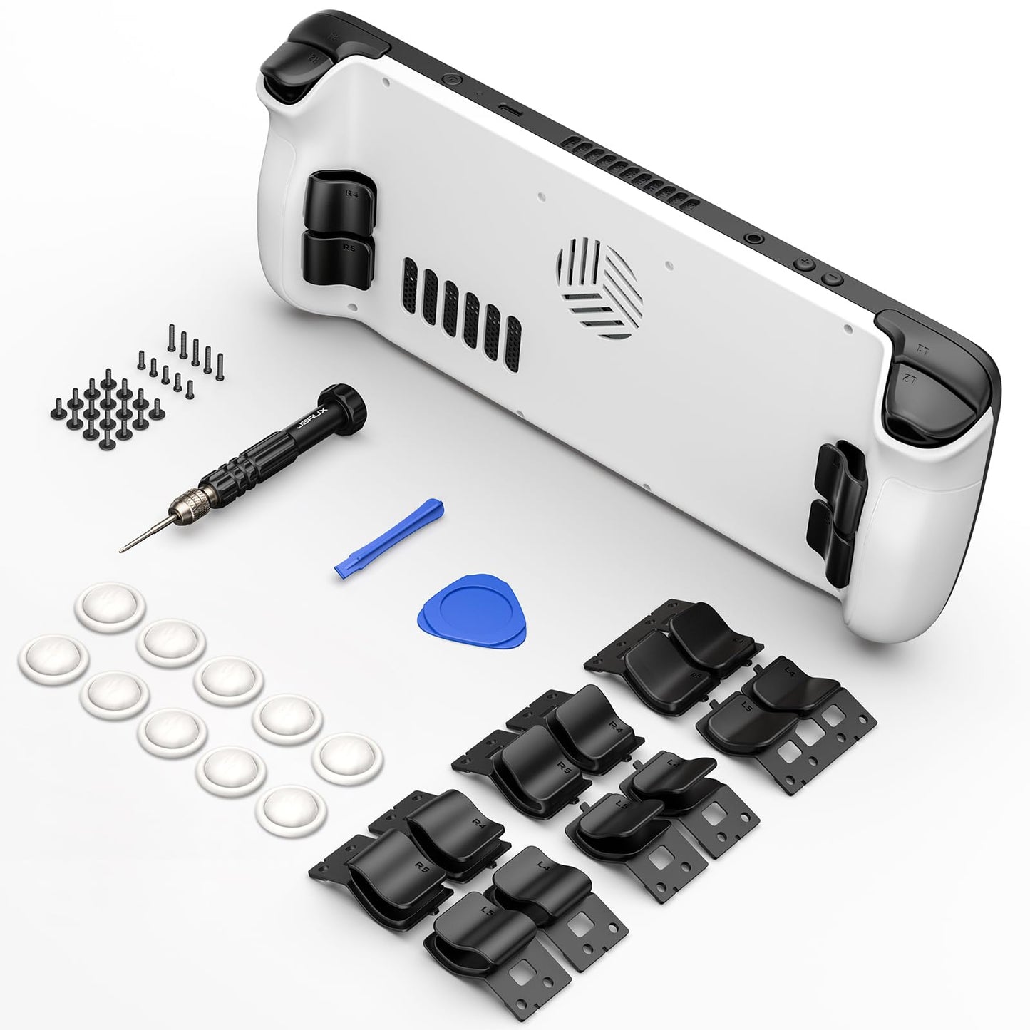 JSAUX Back Plate Vents Version Compatible with Steam Deck LCD, DIY Replacement Full Shell Case Compatible with Steam Deck LCD [White]