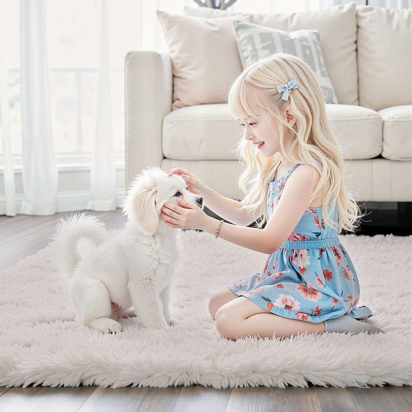 8x10 Area Rugs for Living Room Bedroom, Large Area Rug Shaggy Carpet Soft Plush Furry Bedside Rug, Rugs for Home Decor (Cream, 8 x 10)