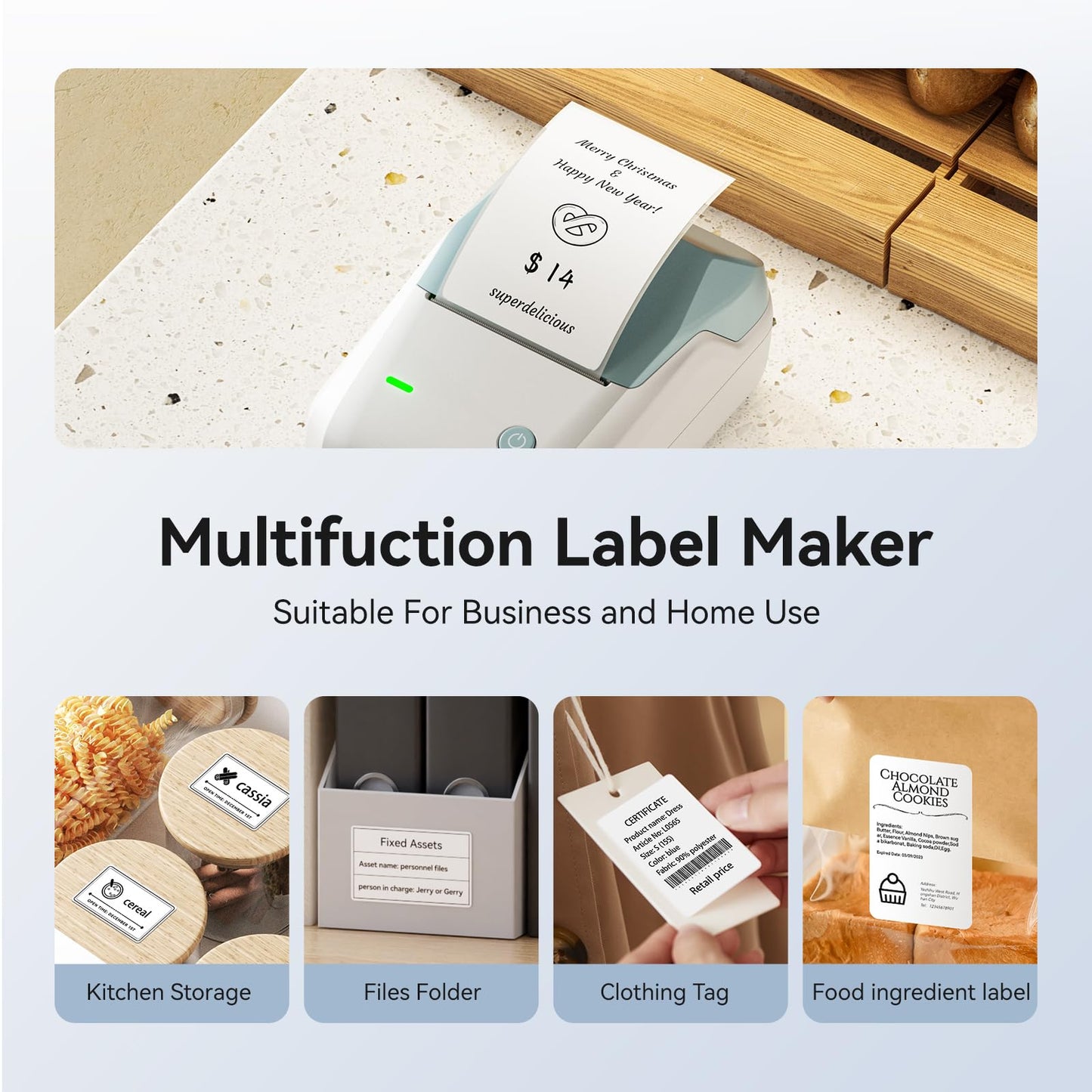 NIIMBOT B1 Label Maker with Tapes,2 Inch Portable Thermal Label Printer for Home Office School Small Business, Address, Clothing, Crafts, Retail,Support Smartphones & PC,Sky Blue