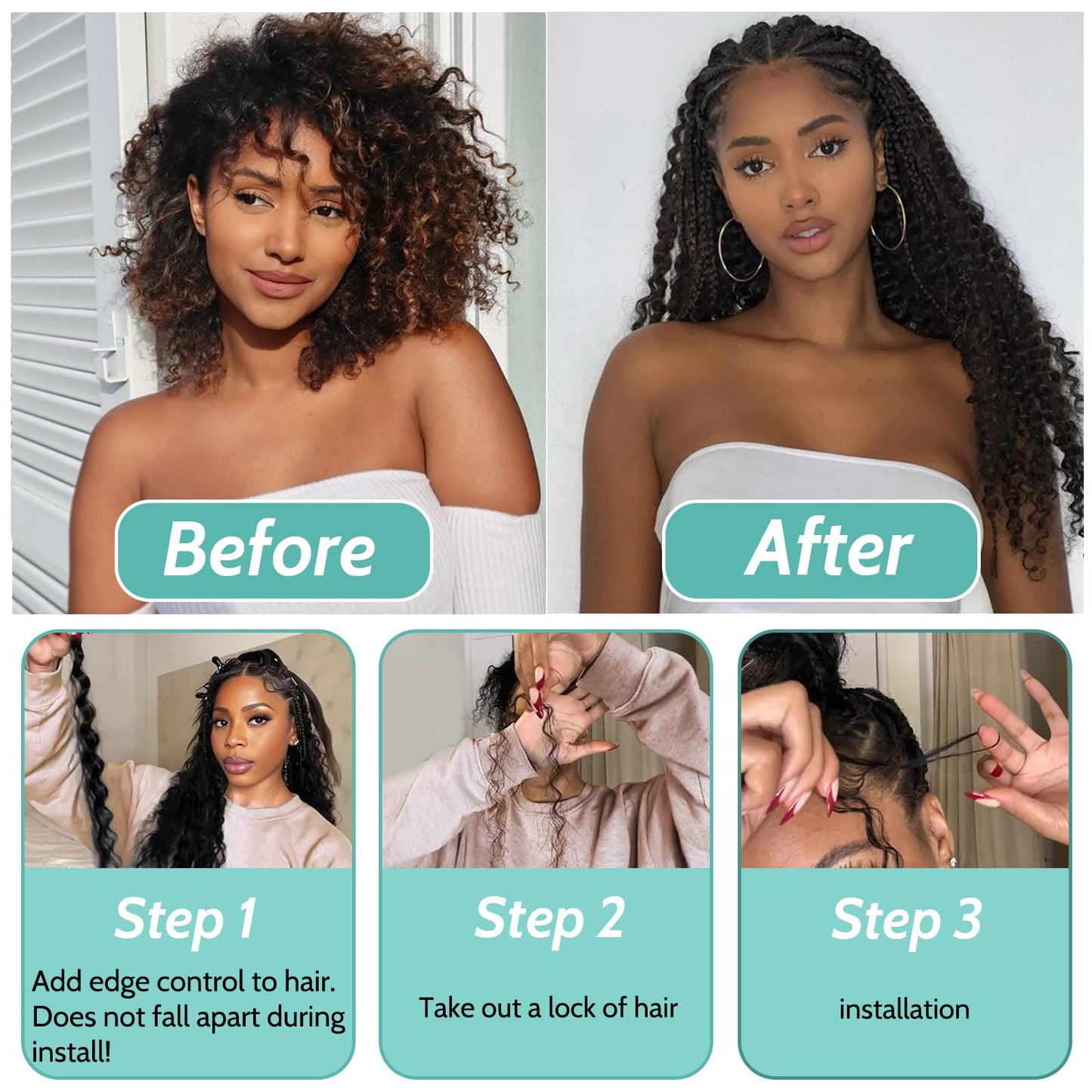 Human Braiding Hair for Boho Braids Human Hair Braiding Hair 110g 20 Inch Curly Boho Hair for Braiding Knotless 12A Deep Wave Bulk Human Hair for Braiding Bohemian 3 Bundles/Pack Natural Color