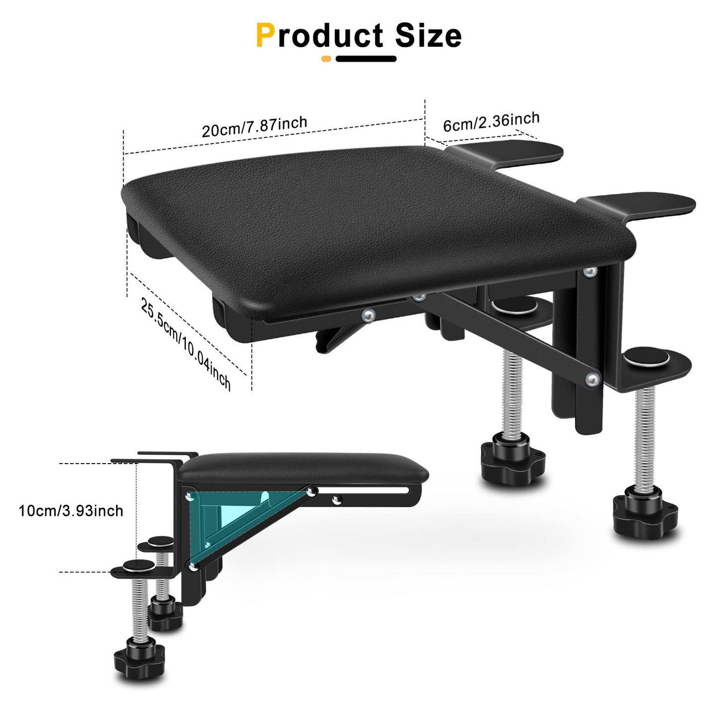 Giecy Arm Rest for Desk Adjustable Arm Rest Support for arm Support for Computer Desk Ergonomic Desk Extender Rotating Mouse Pad Holder for Table Office Chair Desk
