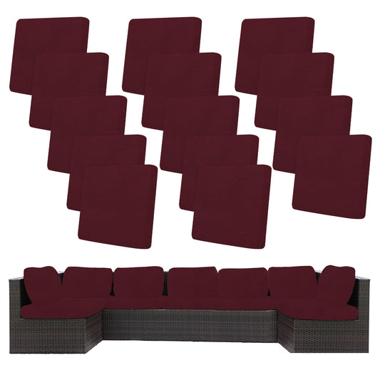 14Pcs Stretch Patio Cushion Covers,Outdoor Couch Covers Replacement,Outdoor Couch & Sofa Slipcovers,for Patio Furniture Cushion Covers,Washable Reusable Furniture Protector (Wine red,Cover Only)