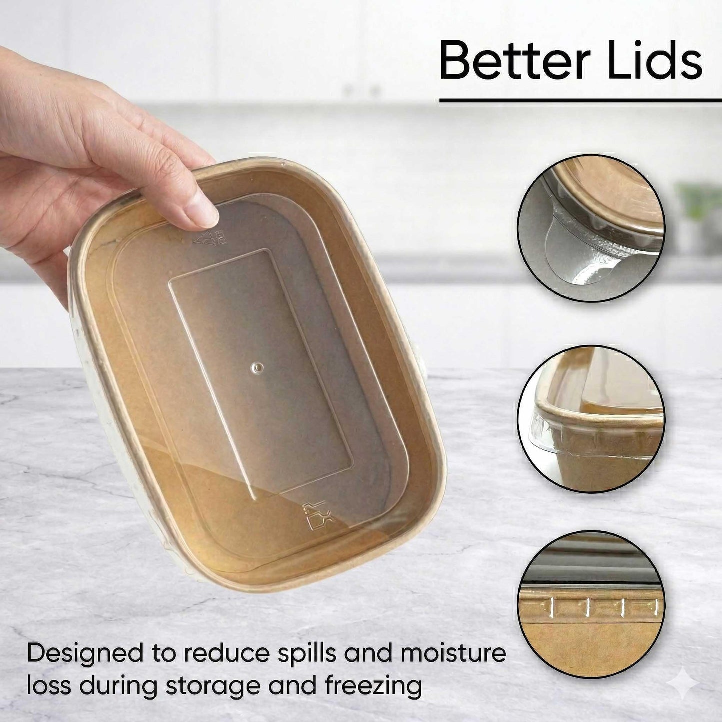 Leafiew 50 Pack 29Oz Disposable Meal Prep Containers With Lids - Microwave and Freezer Safe Kraft Paper Bowls with Lids and Forks - Disposable Food Containers - To Go Bowls for Food Prep and Salad