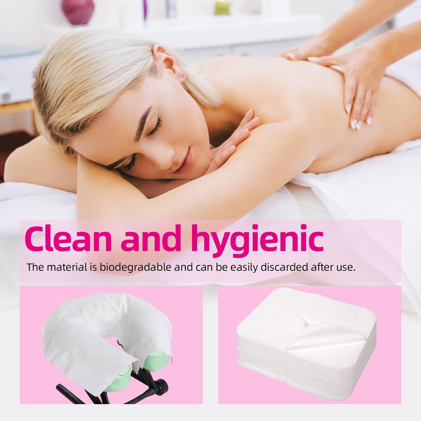 INNOVIO 500 Count Disposable Face Cradle Covers, Medical-Grade, Luxurious, Soft Nonwoven Face Cradle Cover for Massage Table & Chair, Disposable Headrest Covers 16''*12'', White