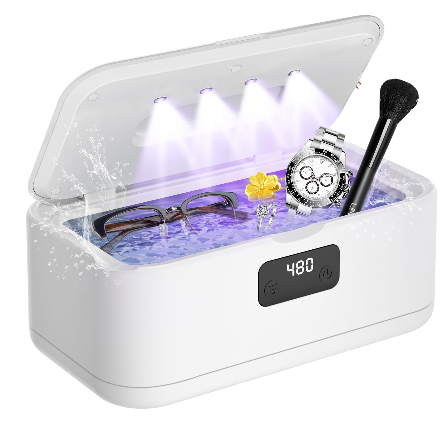 snawowo Ultrasonic Jewelry Cleaner Machine- 28oz/800ml 49KHz Professional Retainer Cleaner |5 Timers LED Display |304 Stainless Steel Tank for Jewelry, Dentures, Retainers, Glasses, Rings, Watch Strap
