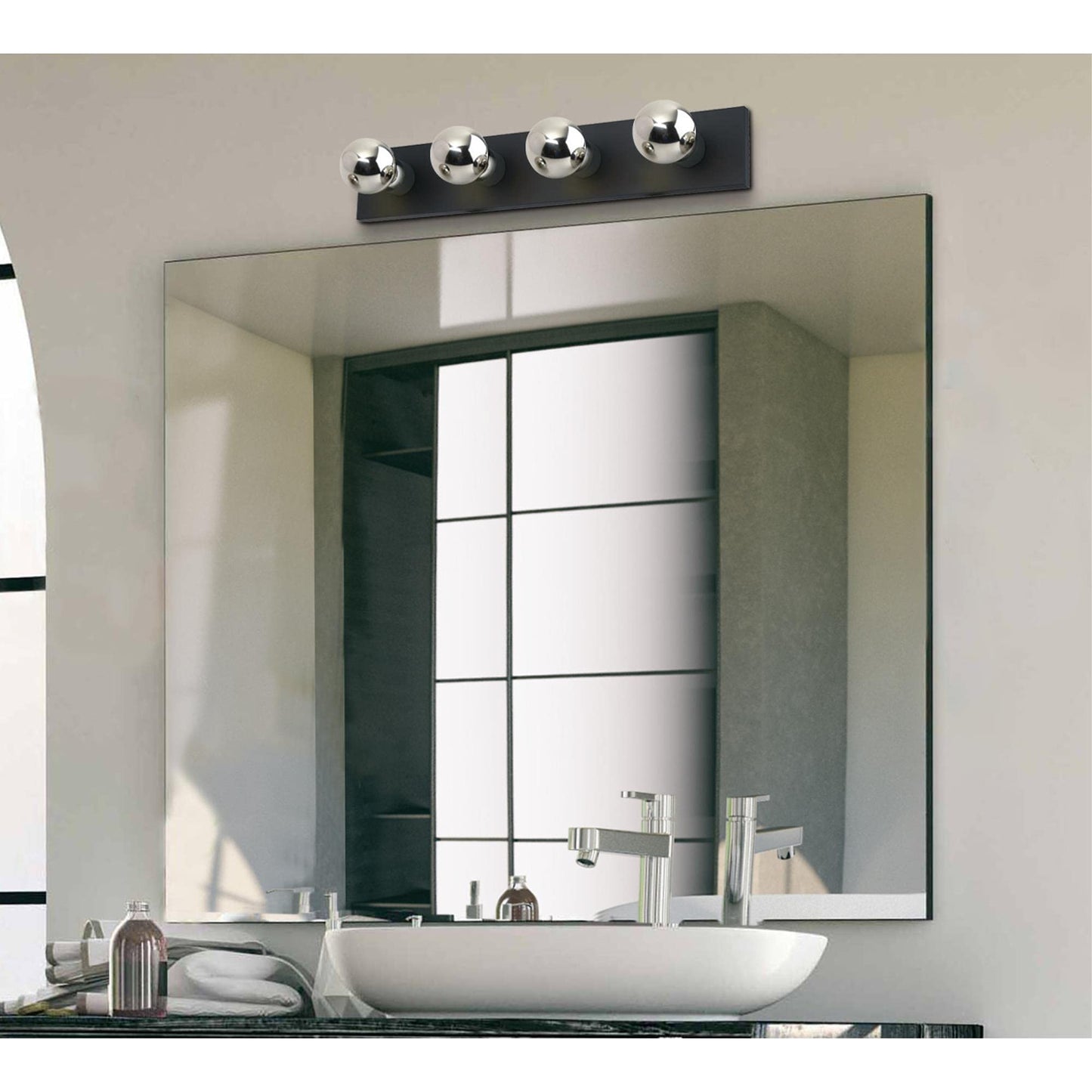 Westinghouse 6117600 Traditional Four-Light Indoor Vanity Light Fixture, Matte Black