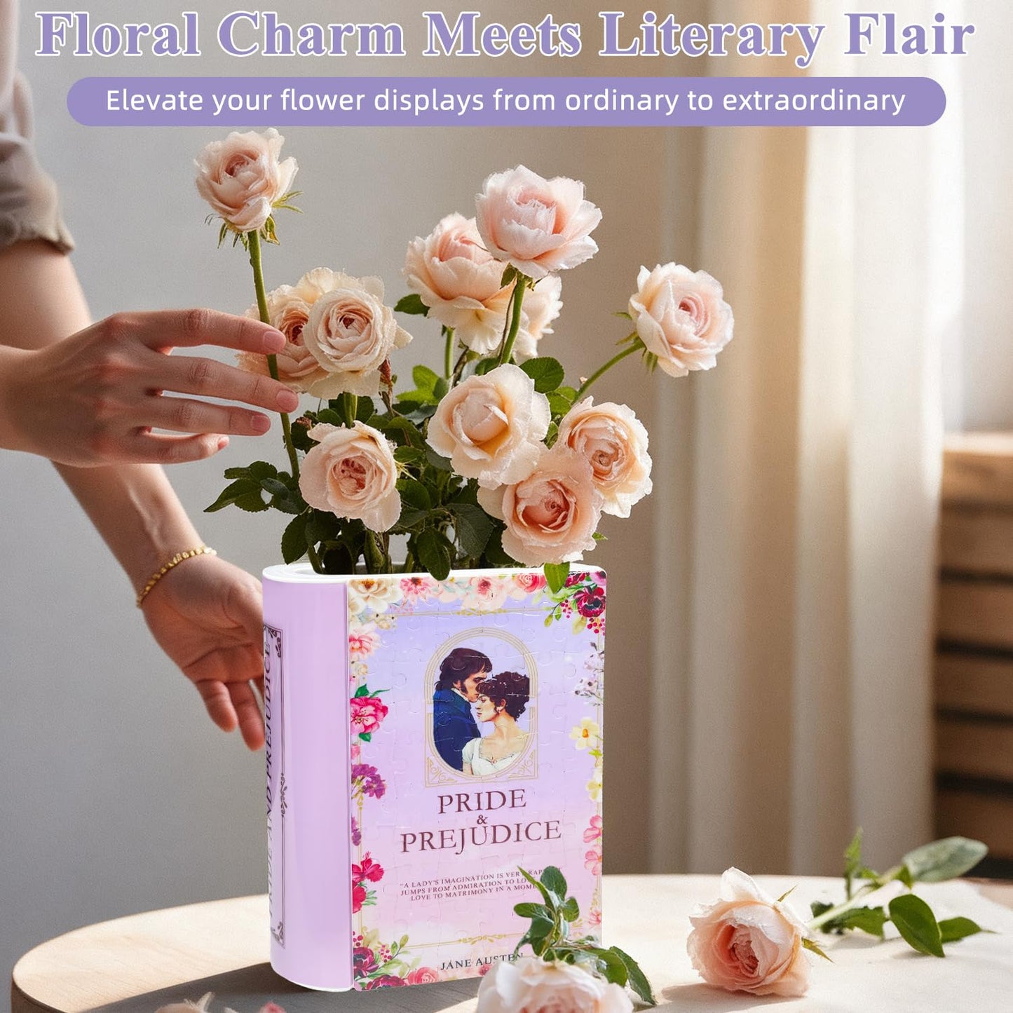 MYLARREN 3D Puzzle Vase for Adults, 3D Puzzle Book Vase for Flowers, 120 Pcs 3D Puzzles Planter for Kids Ages 8-13, Cute Unique Flower Vases for Book Shelf Decor, Books Lover Gifts for Women(Pride)