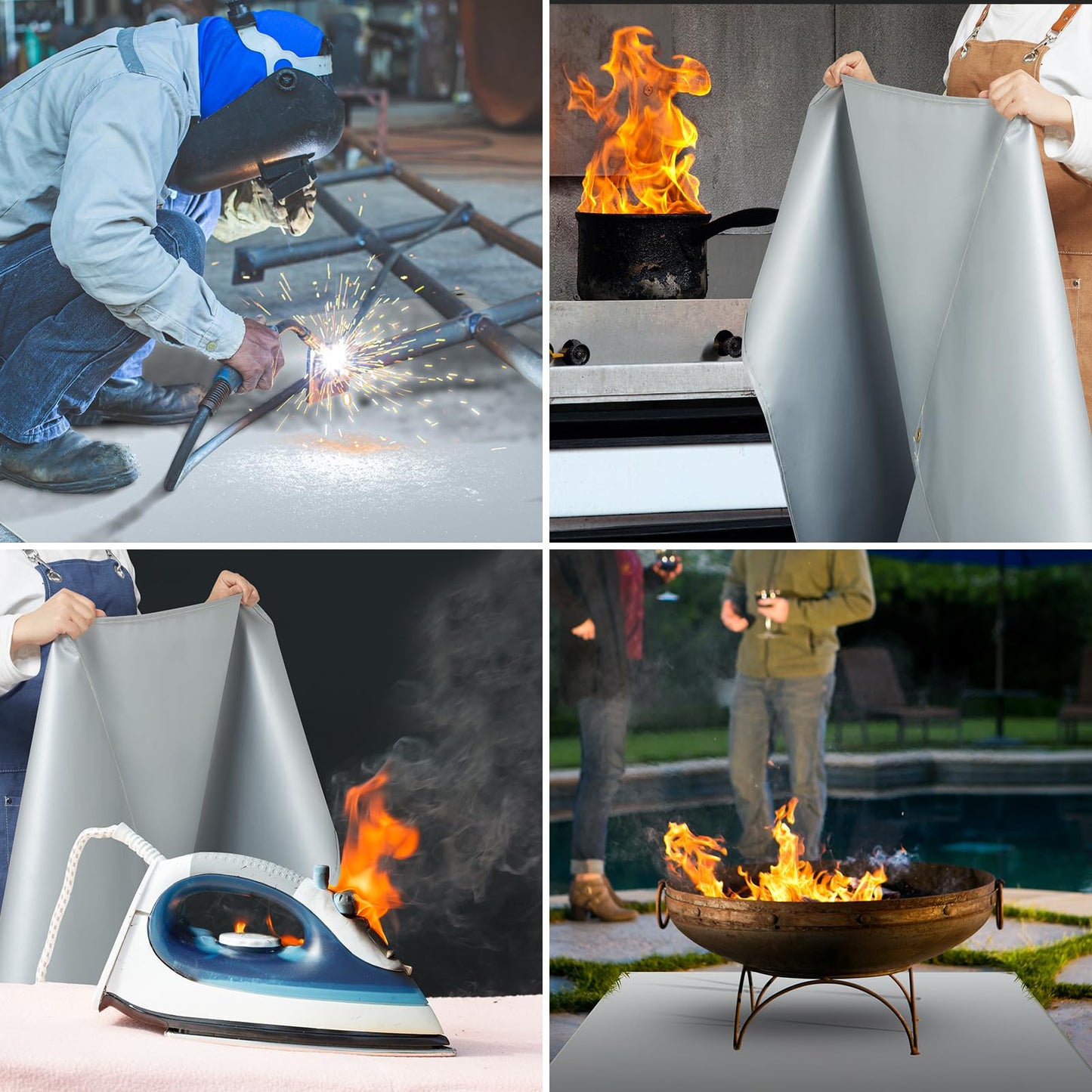 FLASLD Fireproof Lithium Battery Cover, Fastest & Simplest Way to Isolate and Extinguish Small Fires, Fire Blanket for E-Scooter and E-Bike (59×59 inch - Grey)
