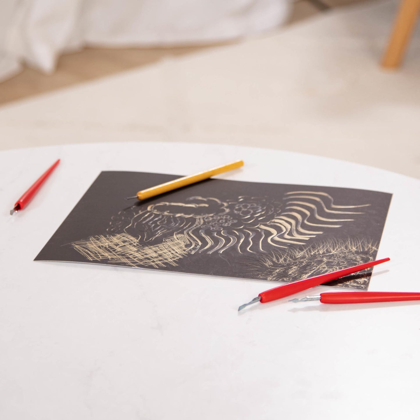 Melissa & Doug Scratch Art Scratchboard - 50-Pack, Shimmering Gold on Black Background Black Scratch Art Paper, Arts And Crafts For Kids Ages