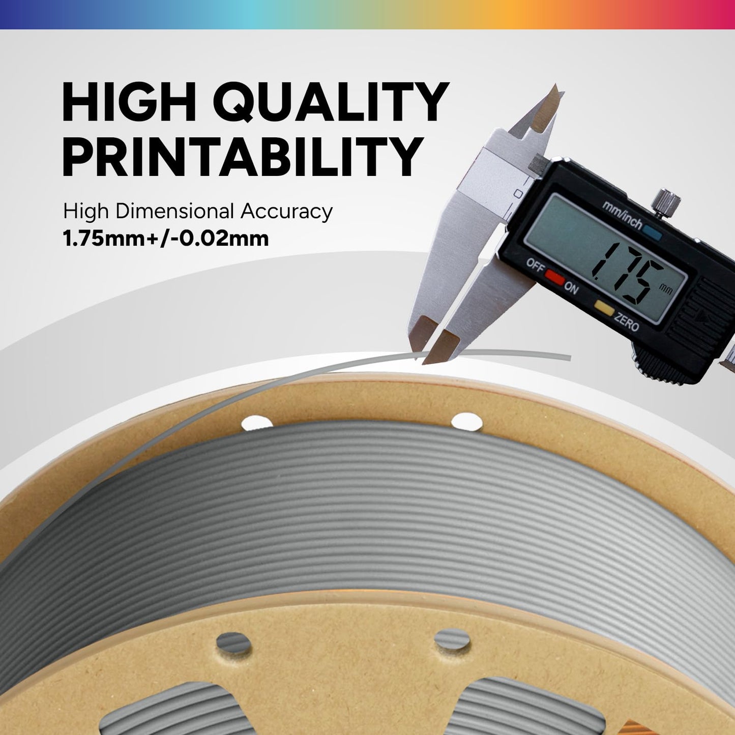OVERTURE 2KG Bundle PLA Filament 1.75mm, Neatly Wound 3D Printer Filament 2 Pack 1kg Spool (2.2lbs), Dimensional Accuracy +/- 0.02 mm, Fit Most FDM 3D Printers (Light Gray 2-Pack)