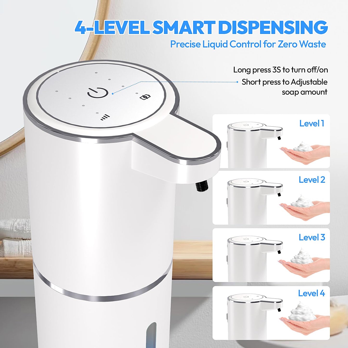 MTYGK 2 Pack Automatic Foaming Soap Dispenser,Touchless Foam Soap Dispenser,12.8oz Rechargeable Wall Mounted Smart for Bathroom and Kitchen Dish Soap,Easy for Toddlers(White)
