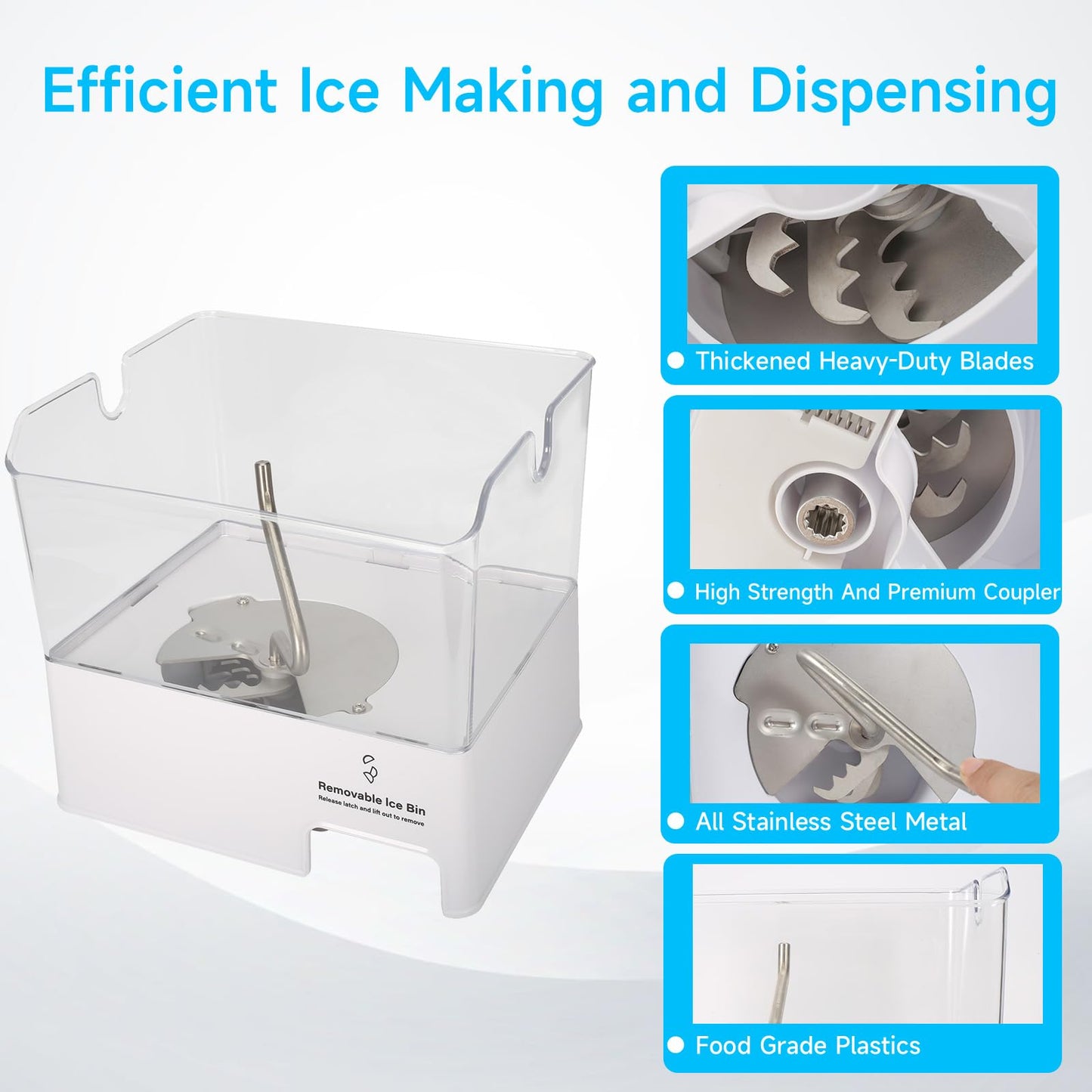 ColleRain WPW10347093 Refrigerator Ice Bin Compatible with Whirlpool Ice Bucket Replacement, W10347093 Ice Maker Assembly for Whirlpool Refrigerator