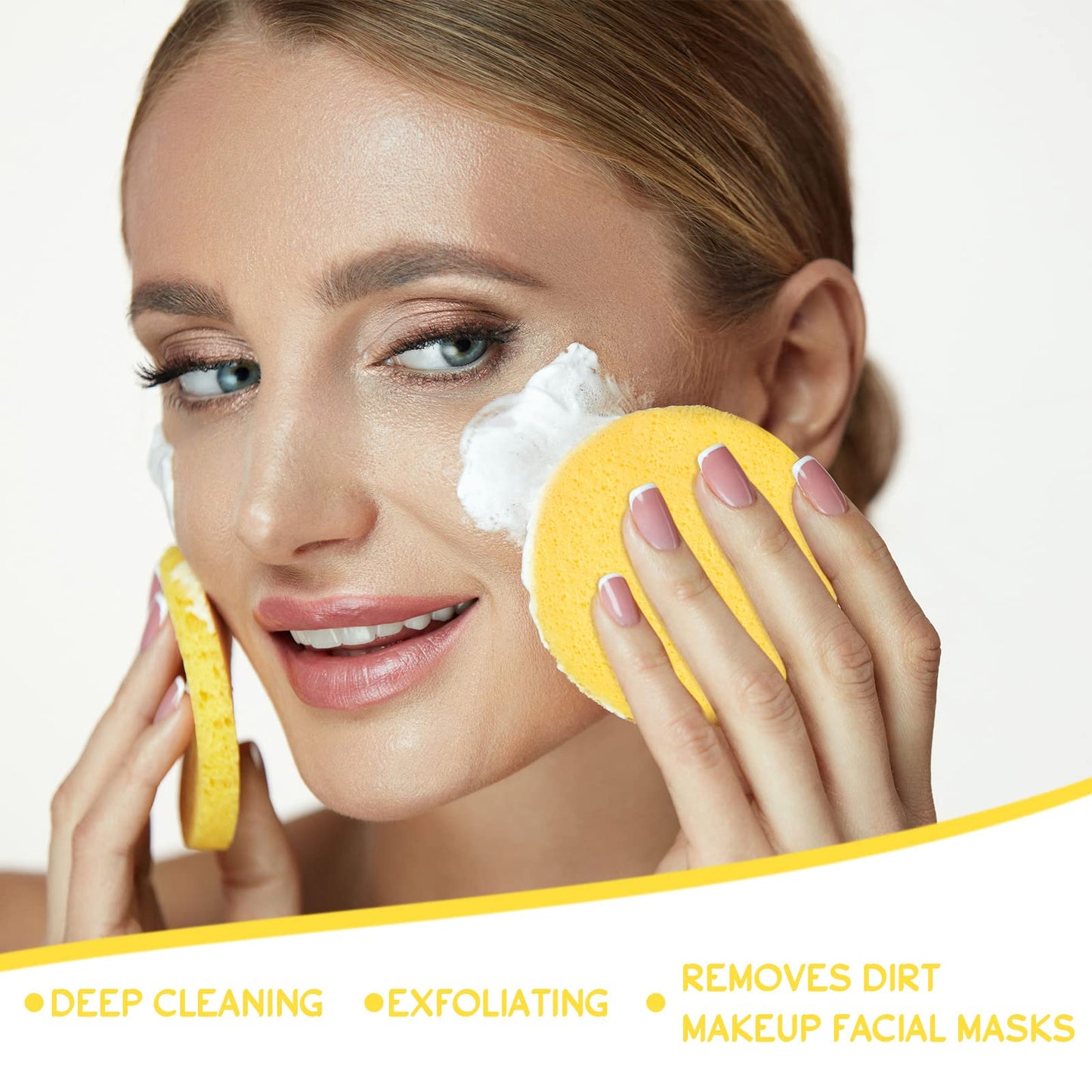 Foaincore 600 Pieces Compressed Facial Sponge Round Facial Sponge for Estheticians Face Sponges for Cleansing Face Wash Pads Disposable Sponges for Women Spa Exfoliating Cleansing(Yellow)