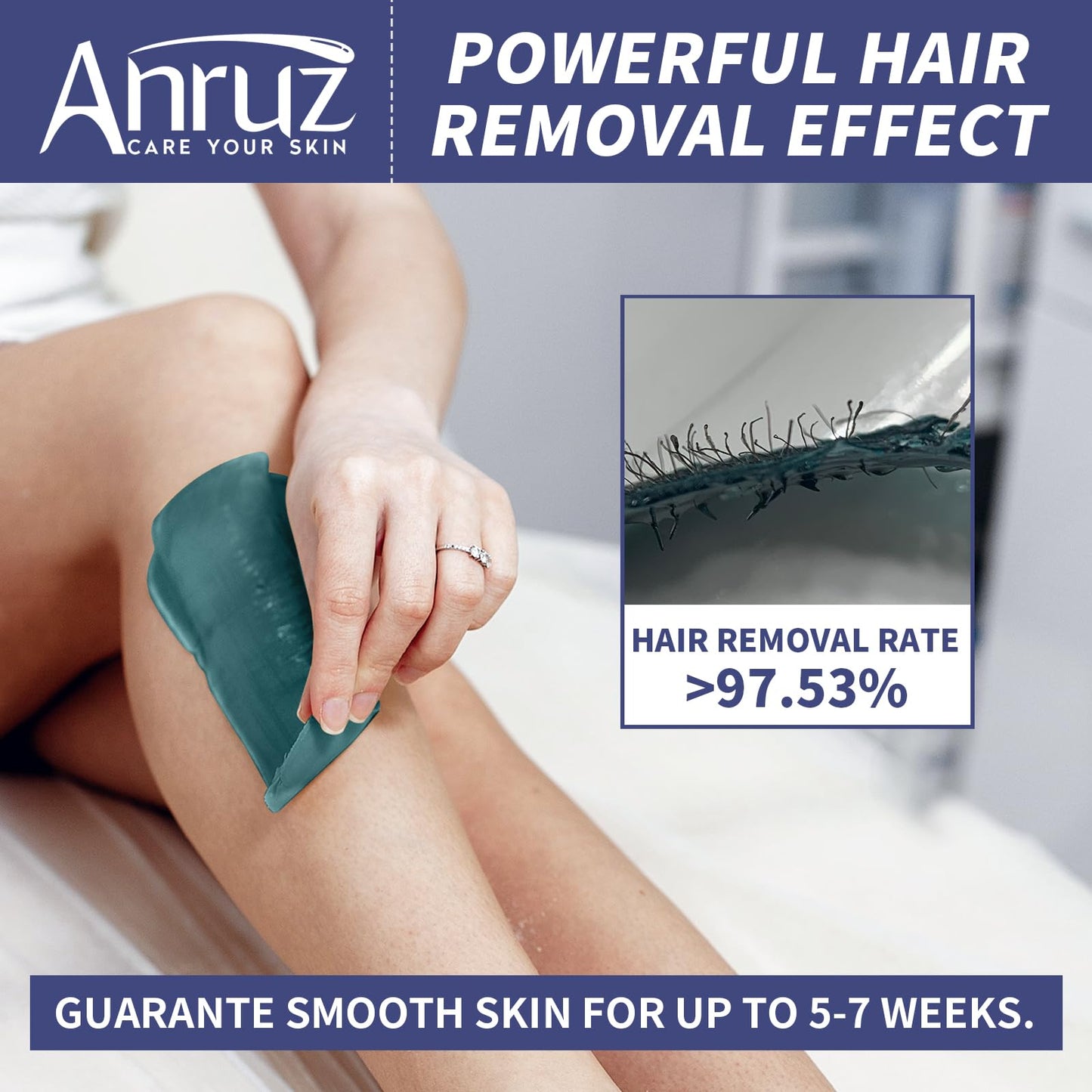 Anruz Waxing Kit for Women Men - Wax Kit for Hair Removal with Silicone Bowl,4 Bags Hard Wax Beads and 30 Applicator Sticks - at Home Use Wax Warmer for Full Body,Bikini,Eyebrow,Face, Sensitive Skin