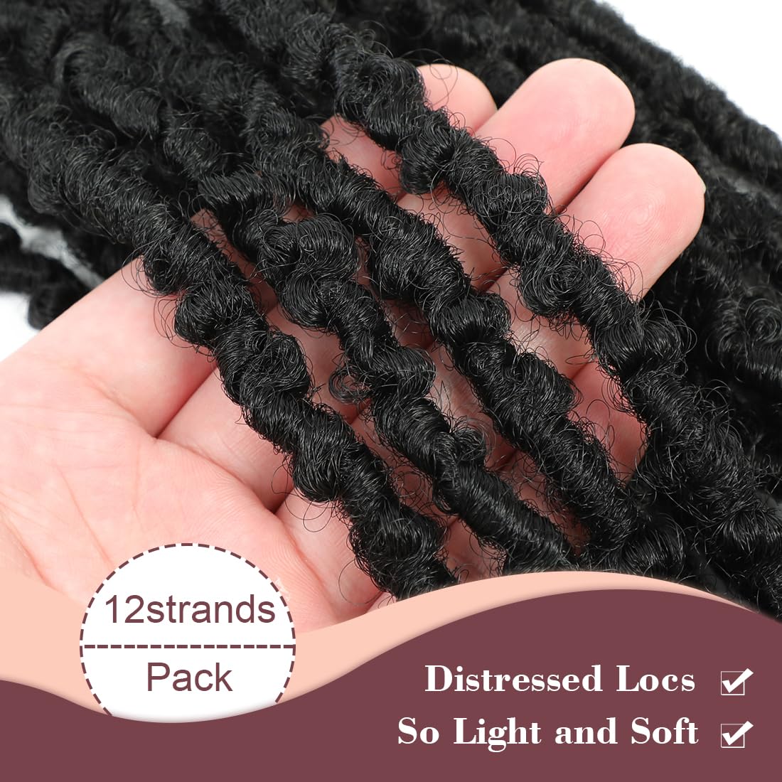 GetGal 24 inch Butterfly Locs Crochet Hair Pre Looped Distressed Faux Locs Crochet Hair for Black Women 6 Packs Butterfly Soft Locs Natural Hair Extension(24inch,1B)