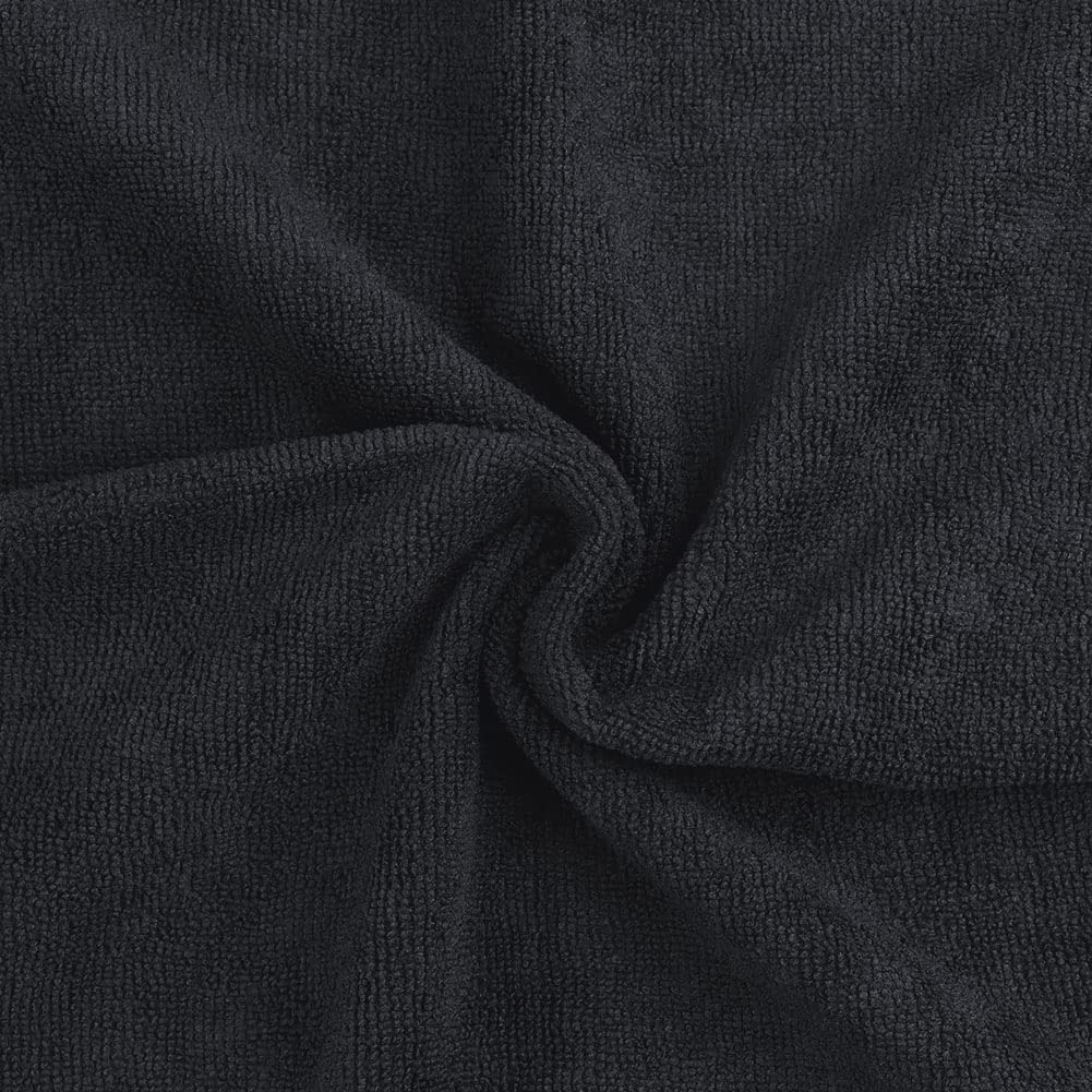 Orighty Black Salon Towel, Pack of 24(Not Bleach Proof, 16 x 27 Inches) Super Soft and Absorbent Microfiber Hair Salon Towels for Salons, Hand, Gym, Bath, Spa and Home Hair Care