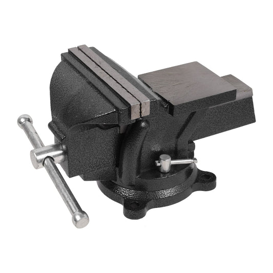 6" Heavy Duty Bench Vise, Pipe Vise Bench Vices with Anvil Swivel Table Top Clamp Locking Base, Double Swivel Rotating Vise Head& Body Rotates 360°-Black