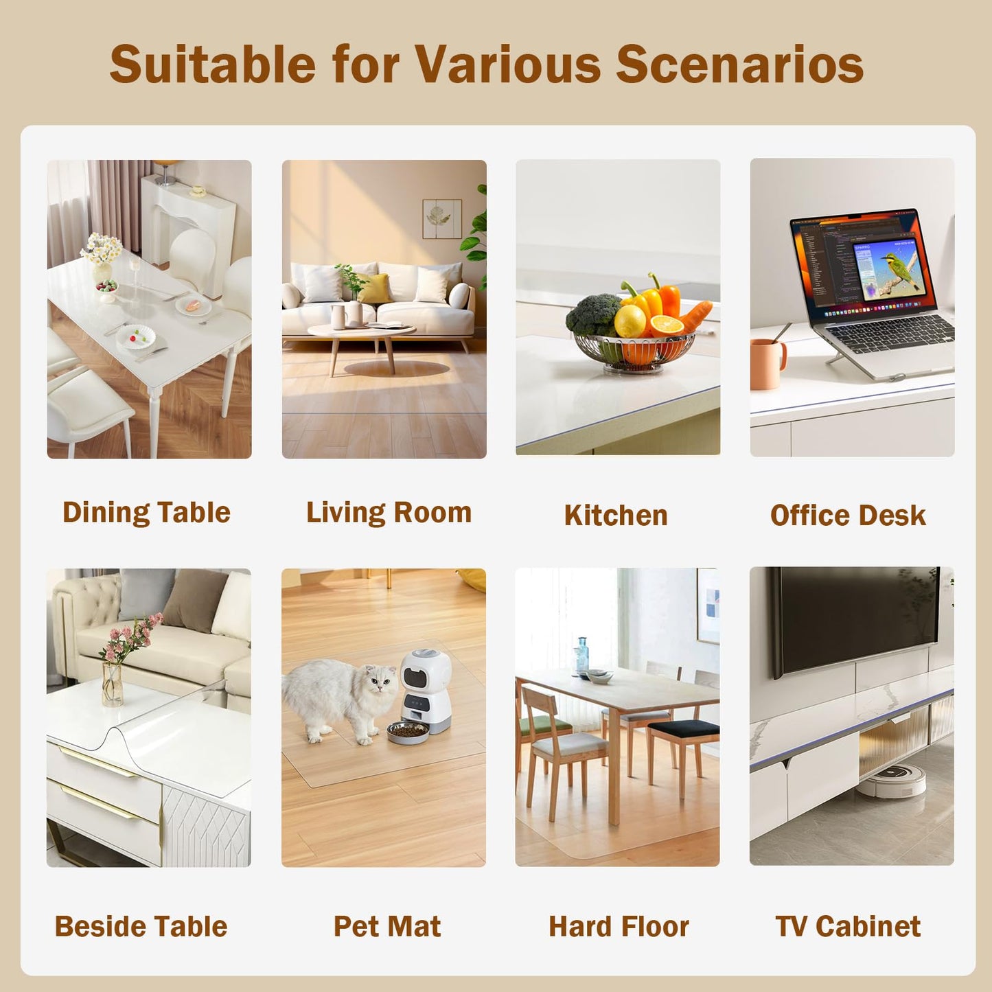 Royhom Clear Table Protector 36 x 60 Inch - 1.5mm Thick Plastic Table Cover, Clear Table Cover Protector Rectangle, Waterproof PVC Desk Mat for Coffee Table, Writing Desk, Dining Room, Dresser
