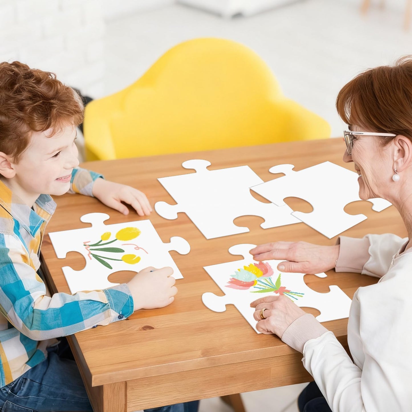 Bornerwhite 80 Pcs Large White Blank Puzzle Pieces Oversize White Cardboard Puzzles to Draw on Make Your Own Jigsaw Puzzle for Classroom Huge Art Display Decor Adult DIY Arts Crafts Projects