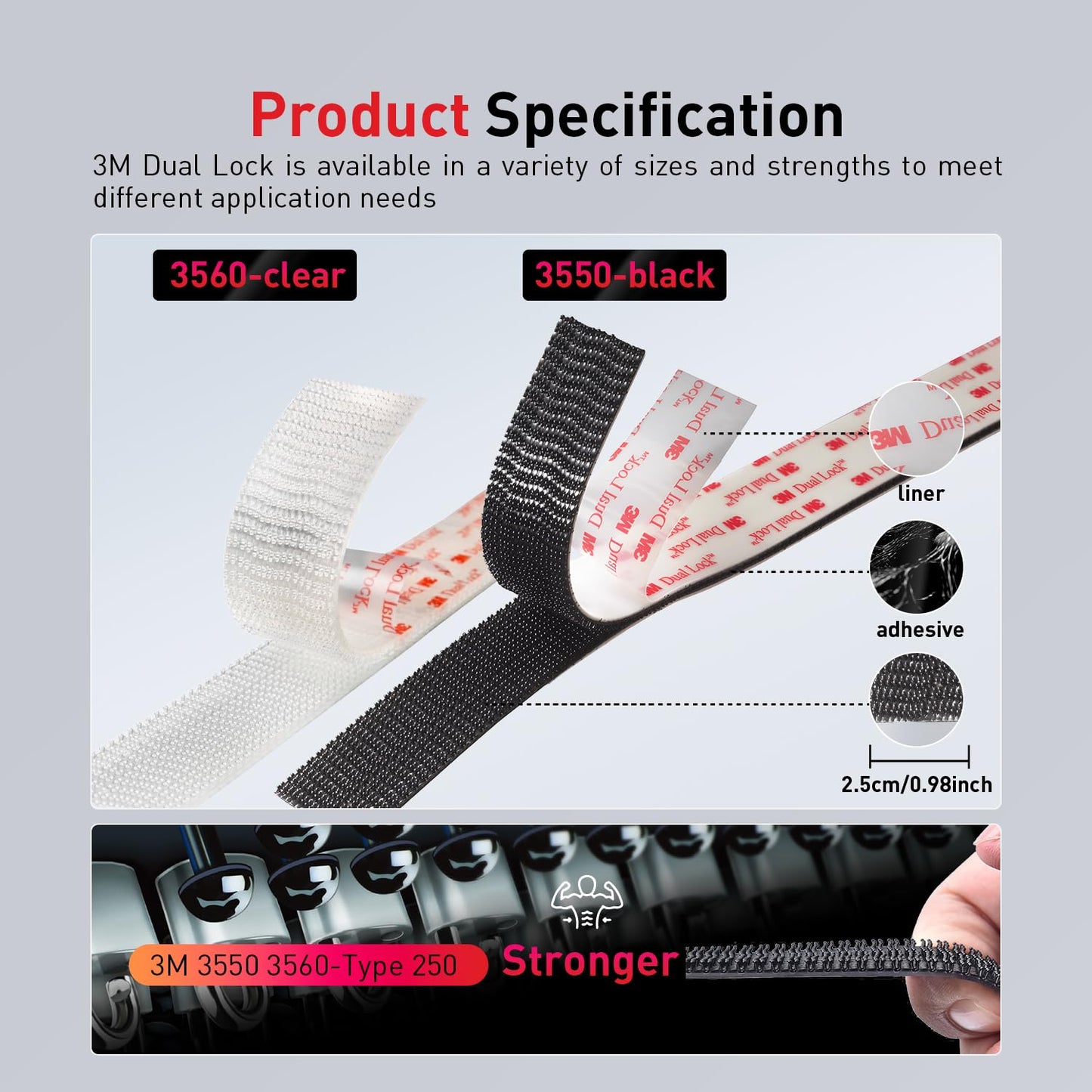 Dual Lock SJ3560 Made of 3M Heavy Duty Reclosable Fastener 2" x 7.5Ft Industrial Strength Mounting Strips Self Mating Interlocking Hook with Strong Adhesive for Indoor Outdoor Home Office Deco