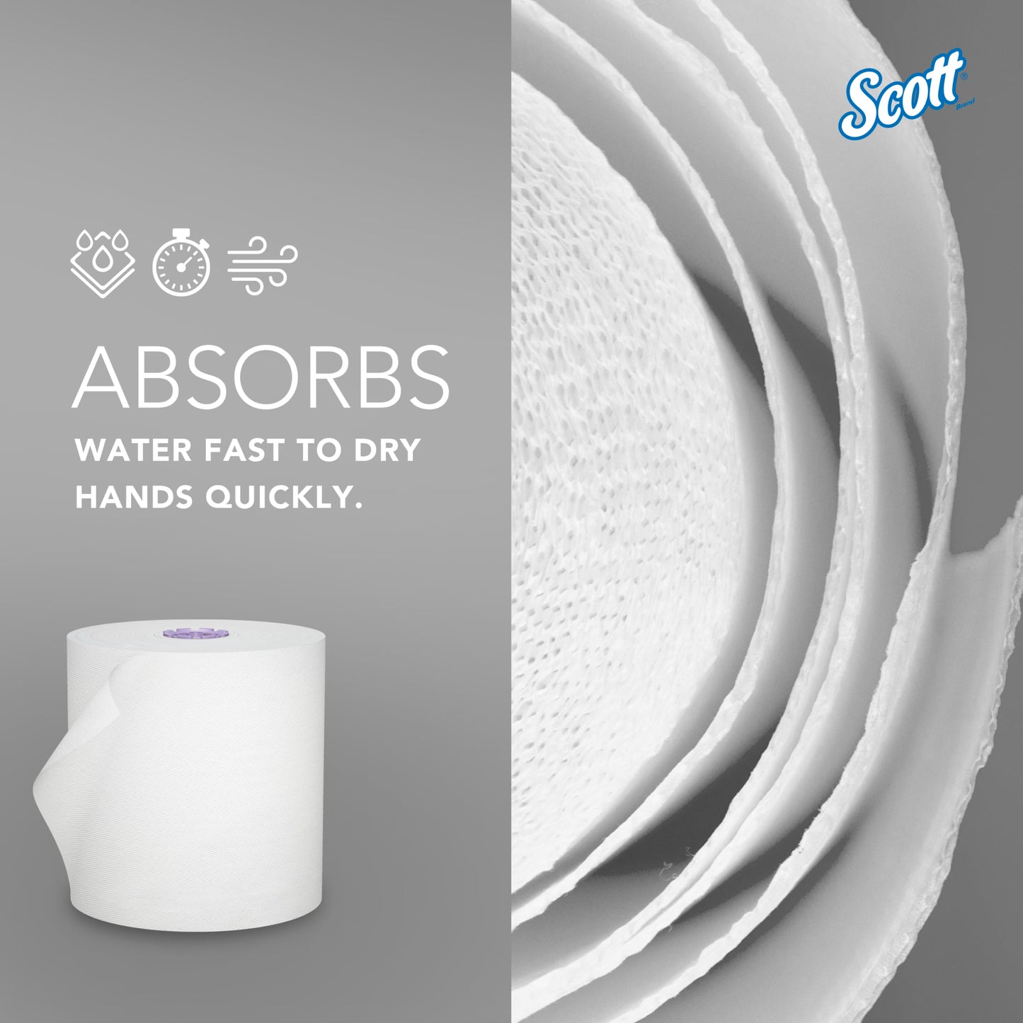 Scott® Essential 100% Recycled Hard Roll Paper Towels, Bulk (58423), Hardwound, Absorbency Pockets™, White, Fits Scott Essential Purple Core Dispensers (6 Rolls at 700' Each, 4,200'/Case)