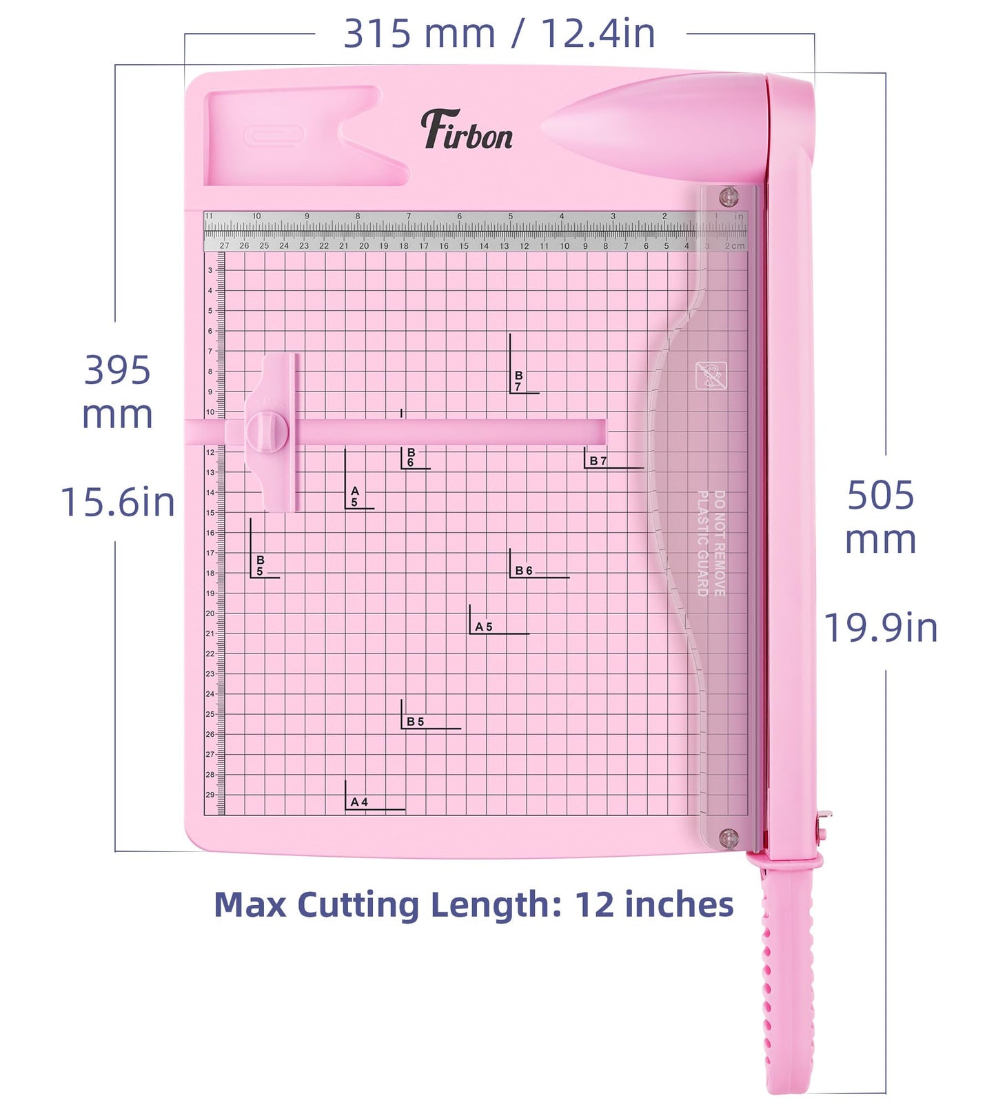Firbon 12" Guillotine Paper Cutter, Heavy Duty 30-Sheet Capacity Trimmer for Cardstock, Photos, Scrapbooking, Office, Classroom, Studio (Pink)