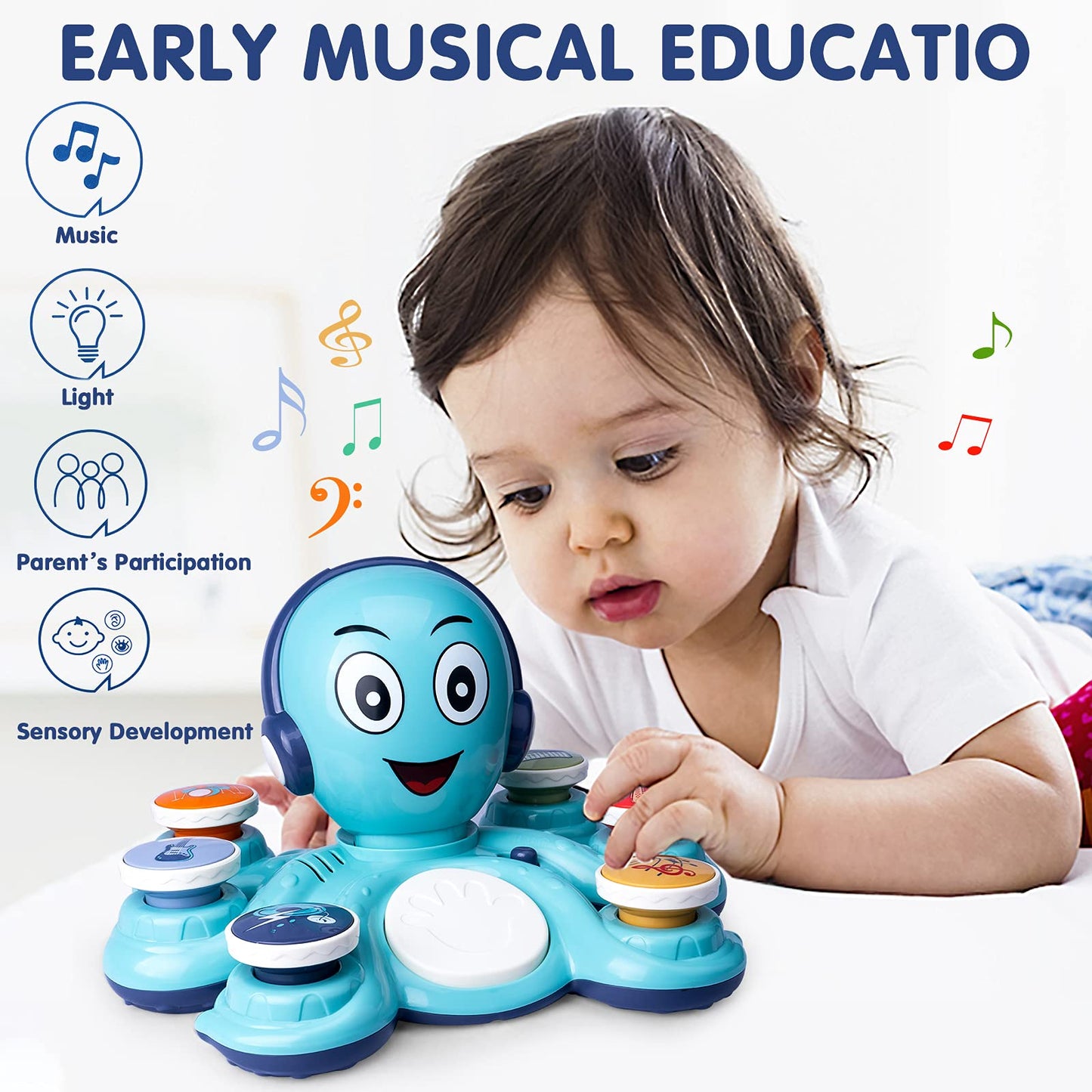 CYURMJUN Baby Musical Toy, Educational Toys for Toddlers, Octopus Musical Toy, Musical Educational Toys for Preschool, Birthday Toys for Girls and Boys