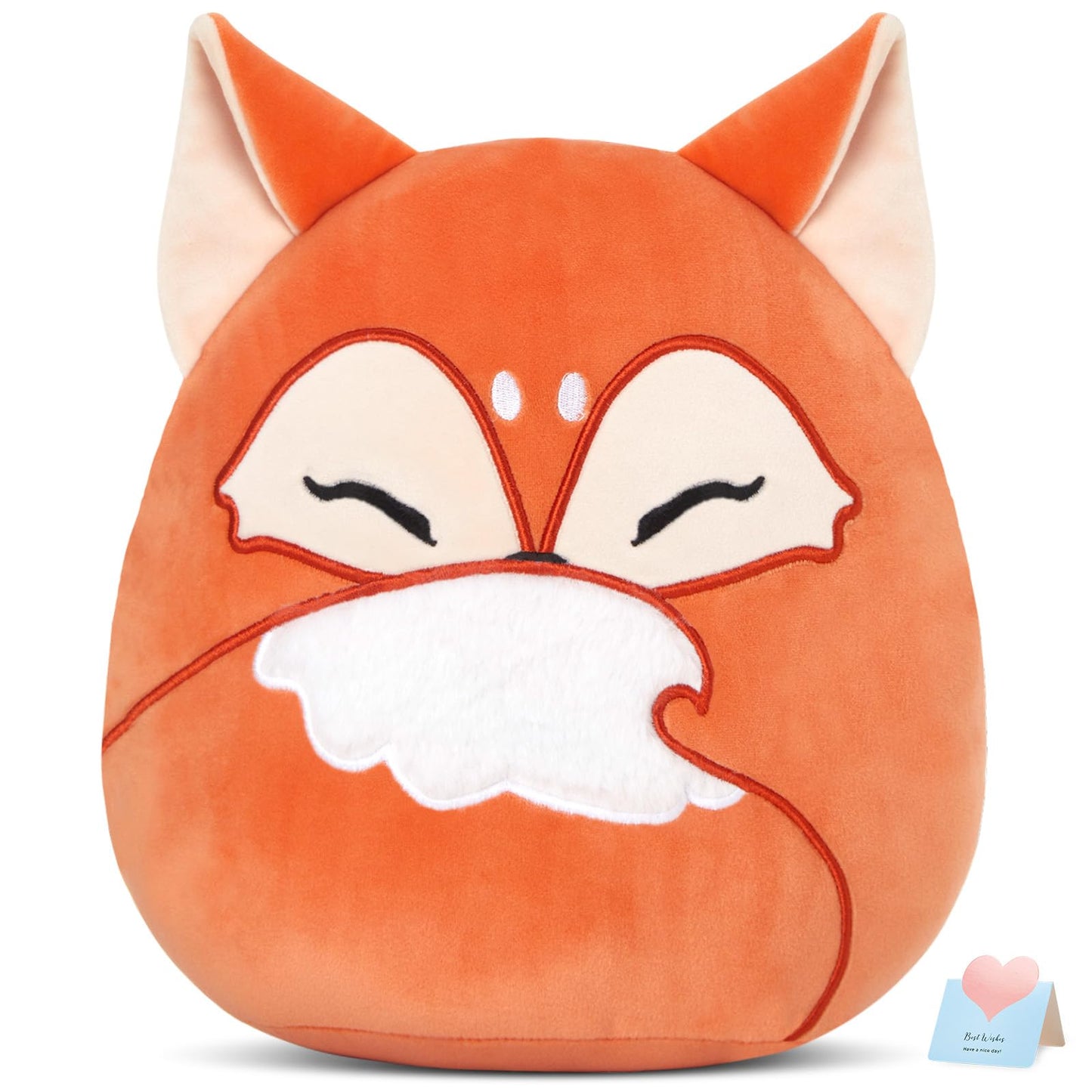 Glow Guards 12" Red Fox Plush Pillow Cute Stuffed Animals Durable Squishy Pillow Soft Toy Birthday Gifts for Kids Boys Girls