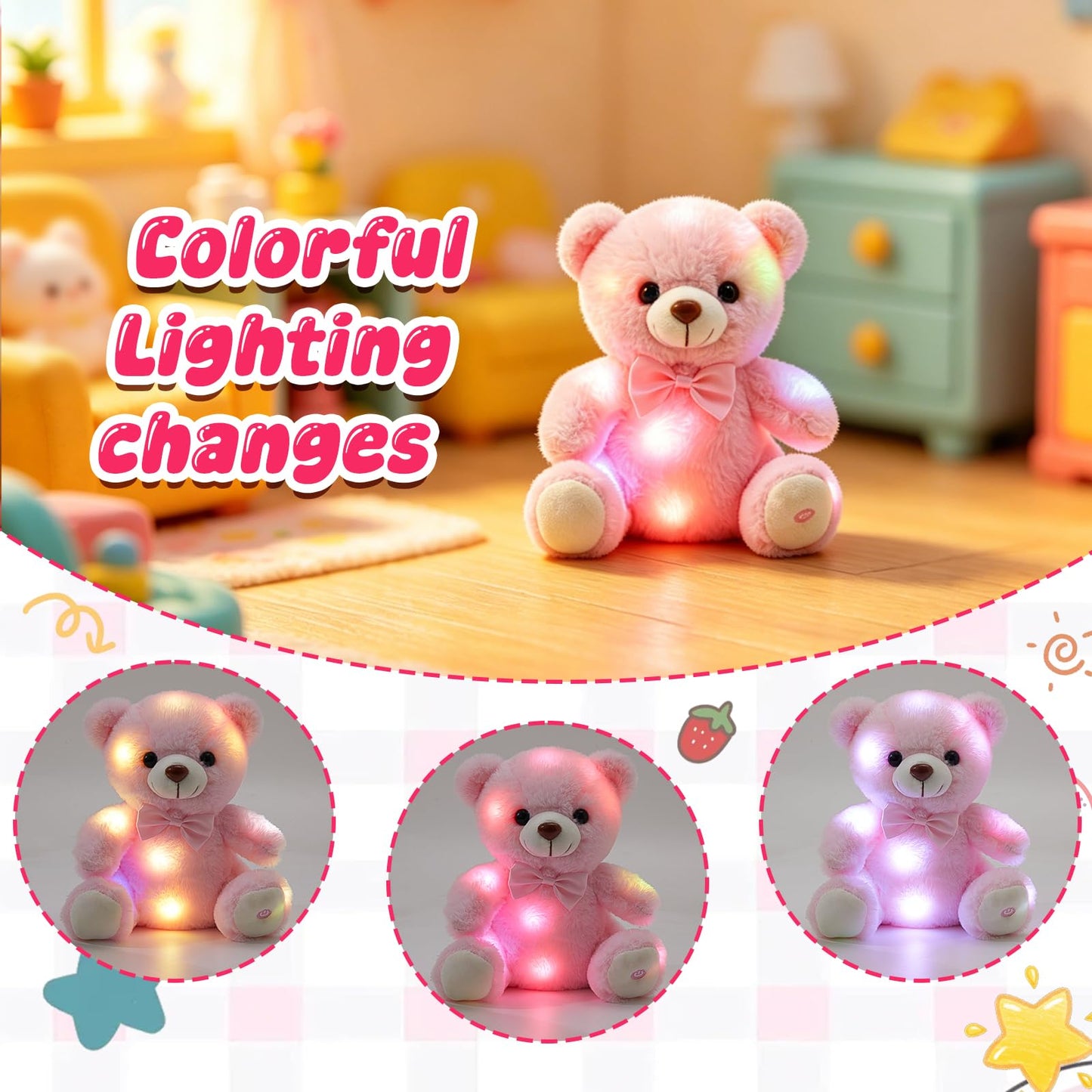 BSTAOFY Light up Pink Bear