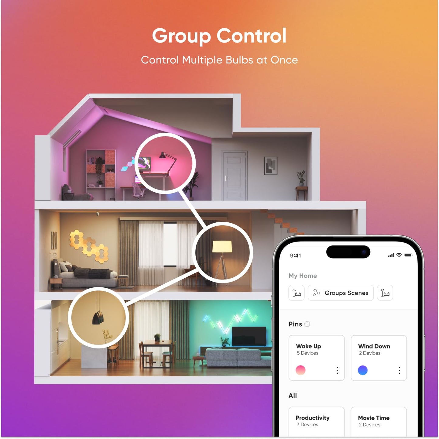 Nanoleaf Essentials Smart Light Bulbs, Matter Smart LED Bulbs Work with Alexa & Google Home, 1000lm 16M+ RGBTW Color Changing Light Bulb, Music Sync A19 E26 2.4GHz WiFi Bluetooth Light Bulb 60W, 4PK